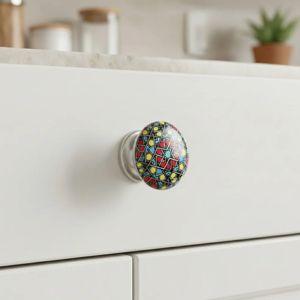Pokrętła ceramiczne 40mm ręcznie malowane zestaw 10 do szafek szuflad