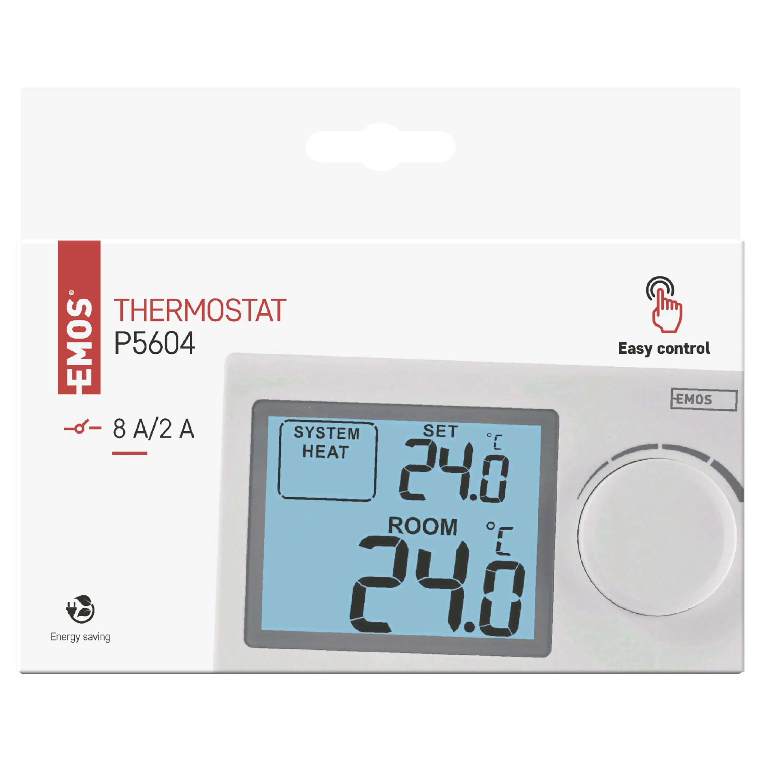 EMOS - Cyfrowy termostat pokojowy z wyświetlaczem LCD – ręczny, przewodowy – systemy ogrzewania i chłodzenia – regulacja temperatury 5–35 °C – montaż natynkowy – łatwa obsługa – bateria w zestawie –