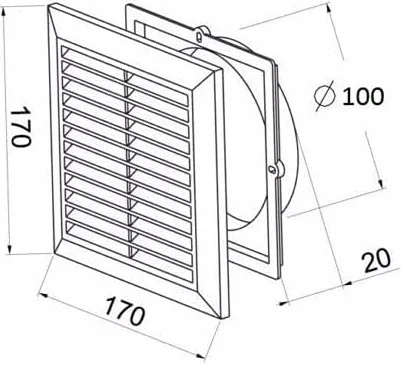 Czarna kratka wentylacyjna 170 mm x 170 mm z przyłączem węża 100 mm