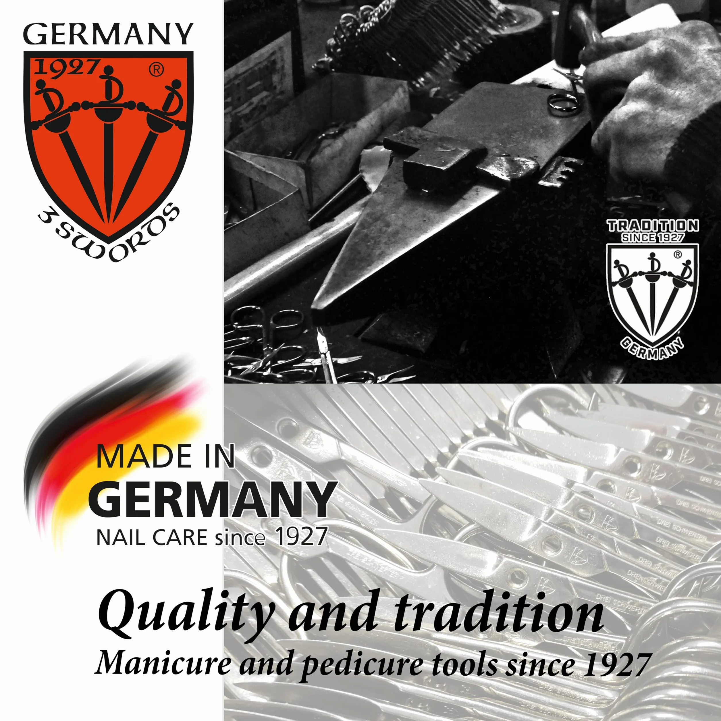 Tres Espadas - Nożyczki do manicure prostego naskórka, stal nierdzewna - Made in Germany