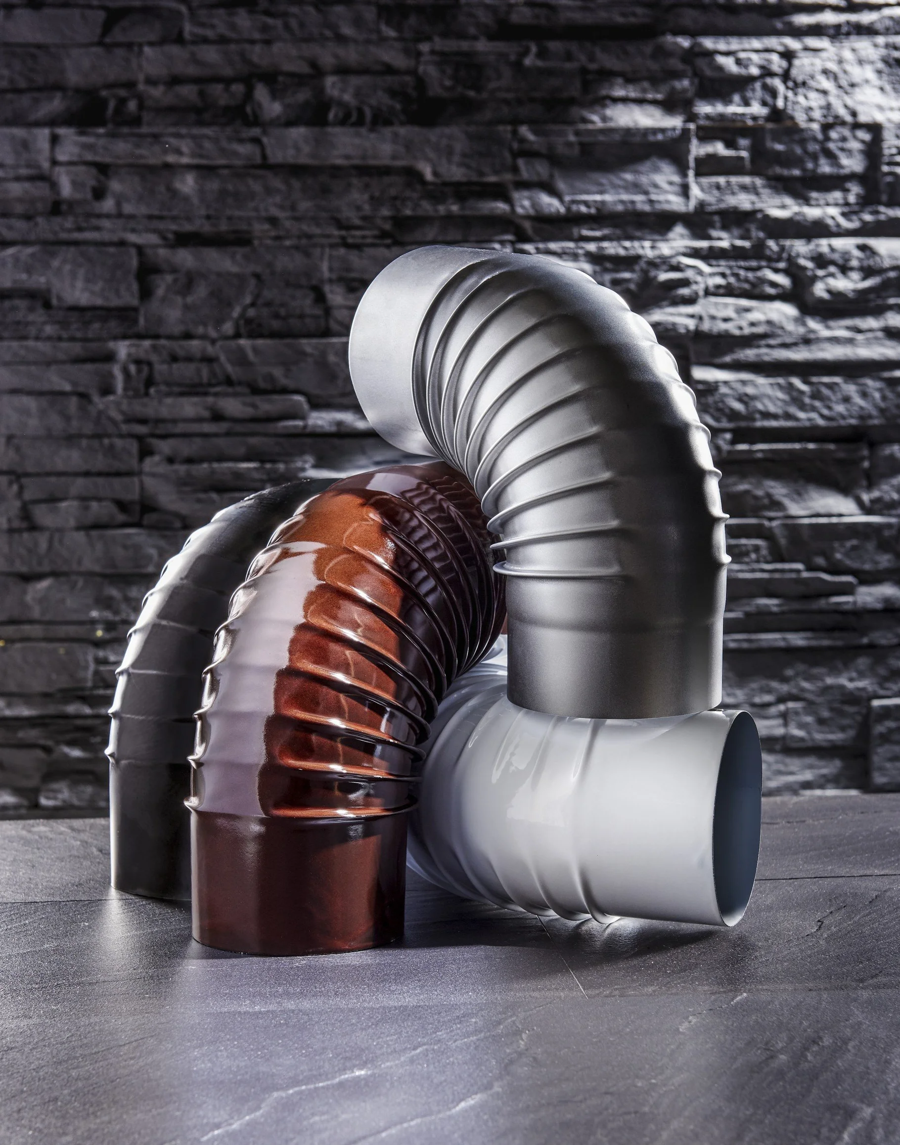 Kamino Flam kolanko 90° rura wydechowa stal aluminiowana ogniowo nierdzewna średnica 130 mm EN 1856-2