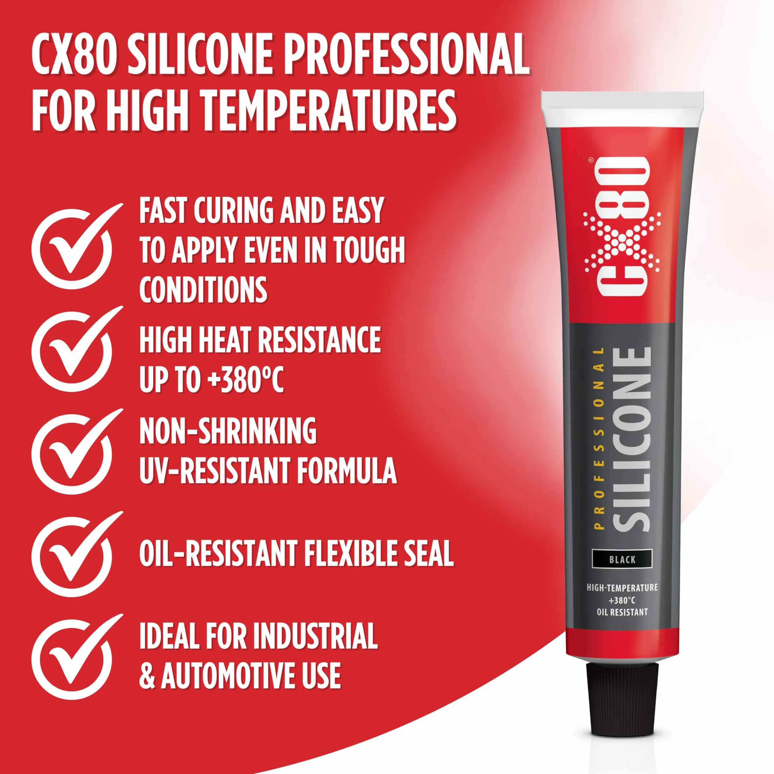 CX80 silikon wysokotemperaturowy czarny tubka 80 ml