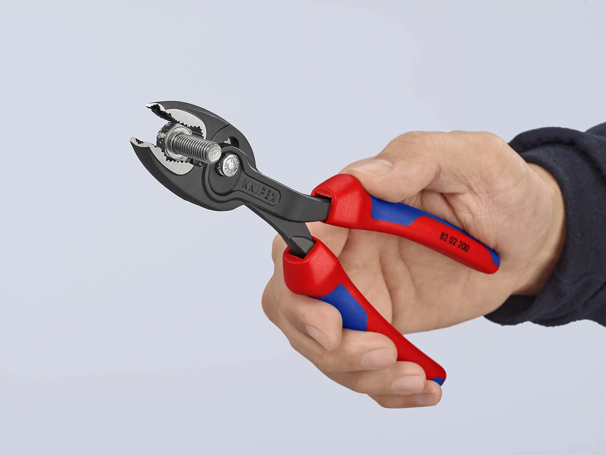 KNIPEX TwinGrip szczypce 200 mm 82 02 200 z funkcją chwytu od czoła i z boku fosforanowana szara Comfort