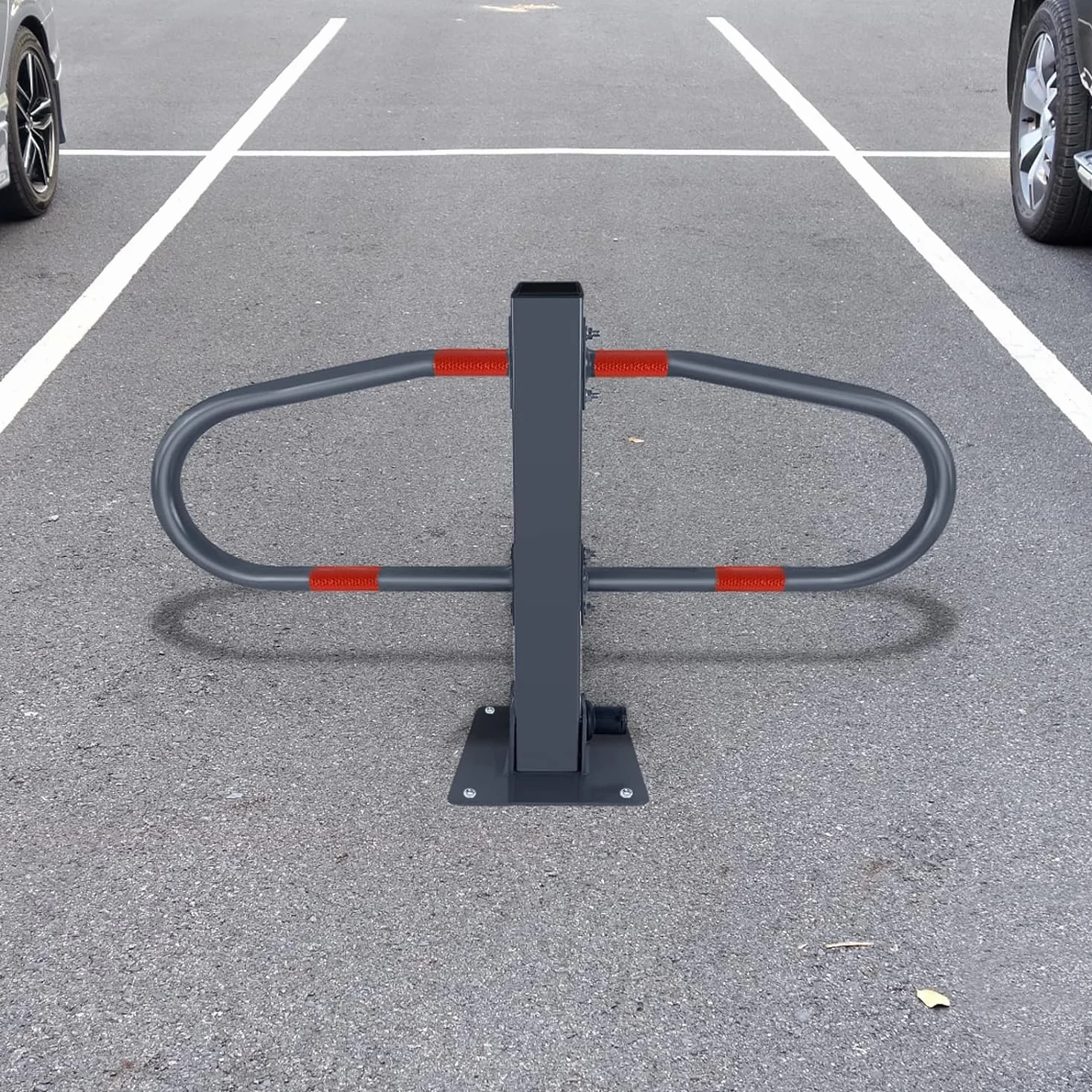 Składany słupek parkingowy z 3 kluczami, blokada miejsca parkingowego, pałąk blokujący, wytrzymały i stabilny (2 sztuki)
