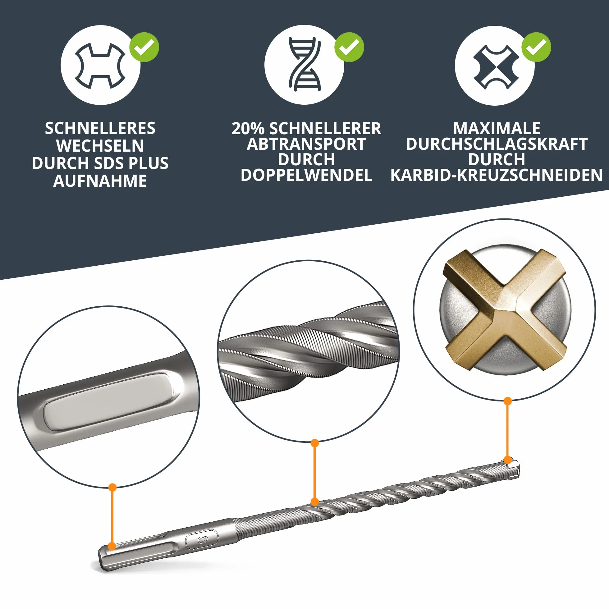 BAURIX® Zestaw wierteł SDS 7 sztuk 5,6,6,8,10,12 mm 160 mm