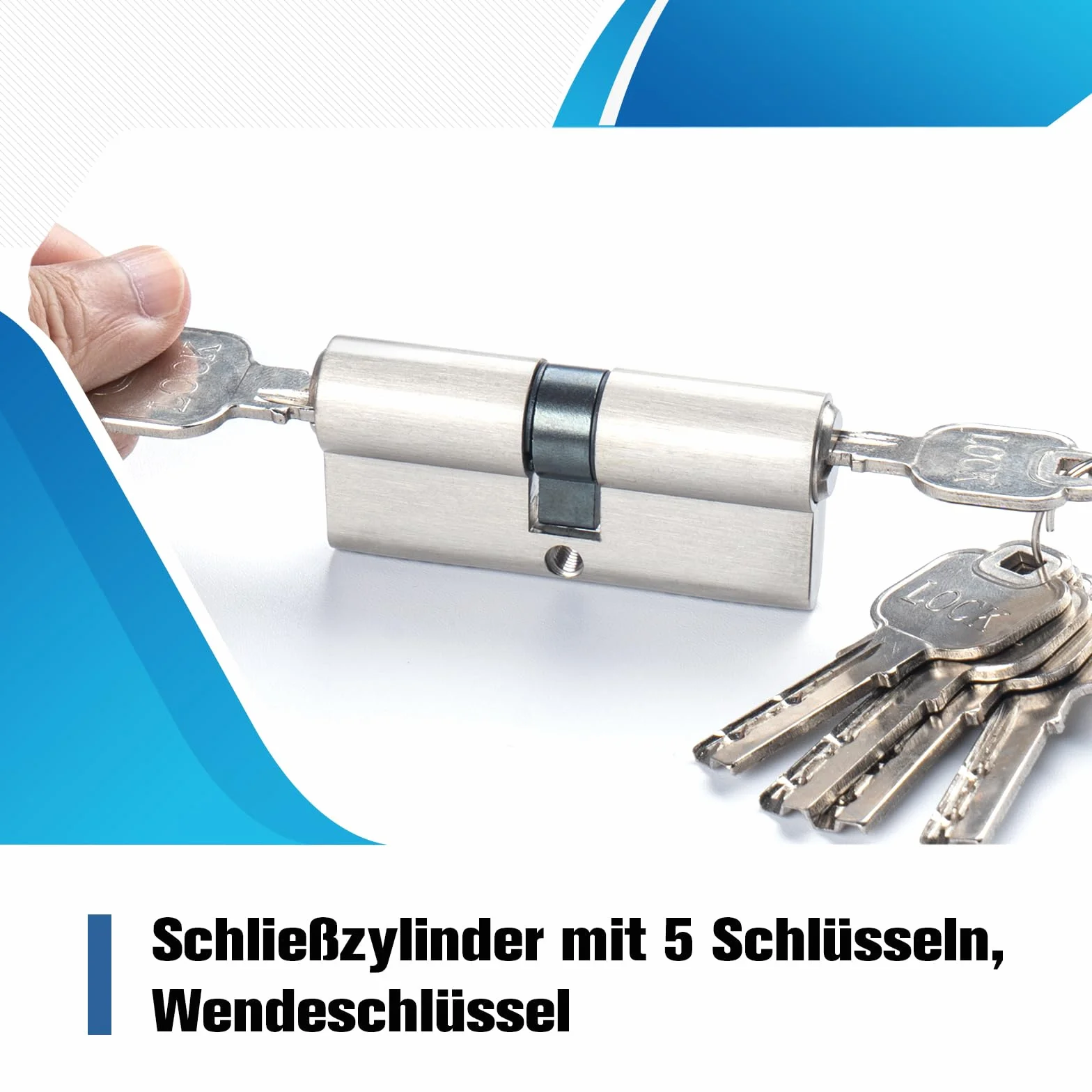 Cylinder zamka 30/30, zamek bębenkowy do drzwi, cylinder profilowy srebrny