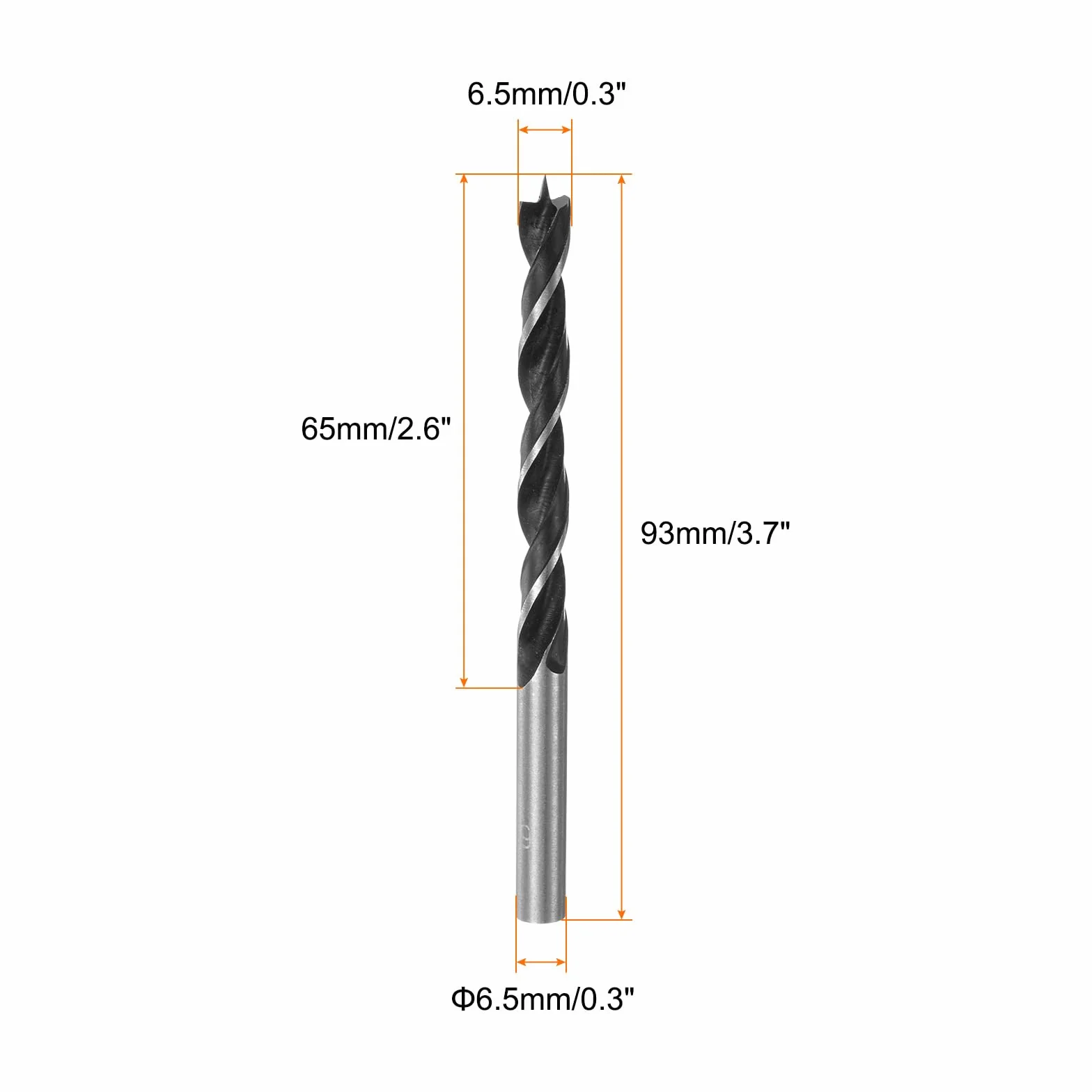 QUARKZMAN 2 szt. wiertła Brad Point 6,5 mm (16/64") do drewna tworzywa sztucznego guma