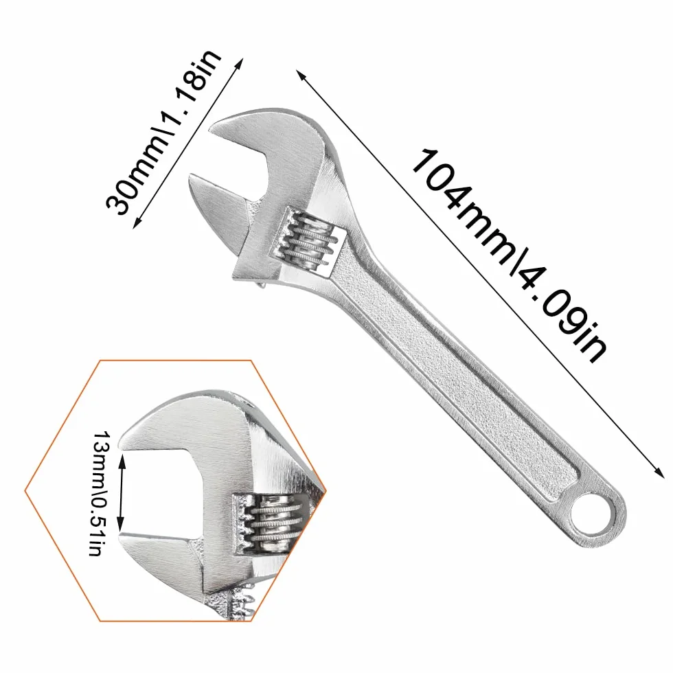 Mini klucz nastawny 100 mm metalowy wielofunkcyjny
