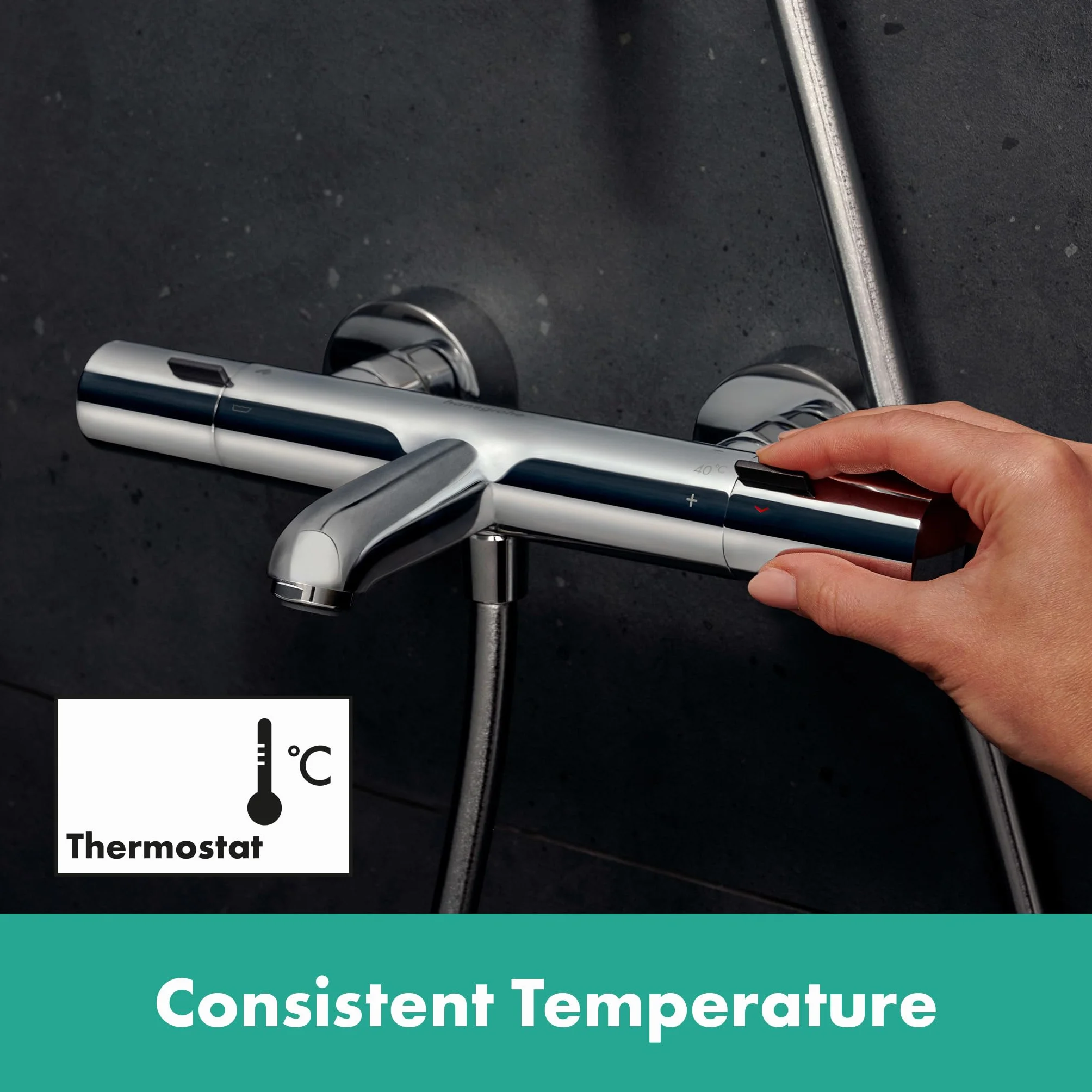 hansgrohe Ecostat Fine - bateria termostatyczna wannowa natynkowy z EcoStop+, chrom, 13325000