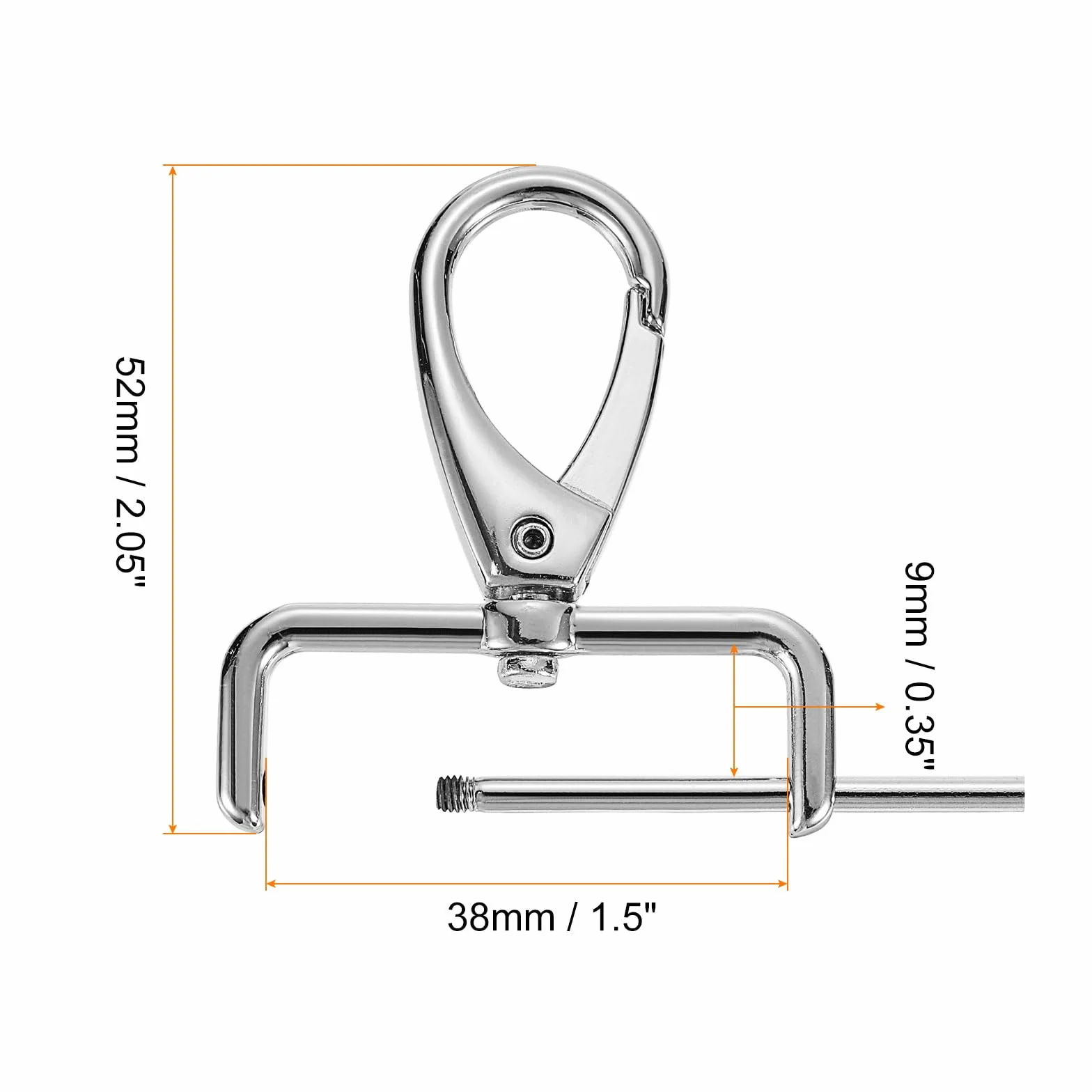 QUARKZMAN 2 szt. Obrotowe zapięcia na haczyk 38 mm (1-1/2") D pierścień odpinany metalowy haczyk zatrzaskowy karabińczyk pazur hak ze śrubokrętem do torby na klucze DIY srebrny