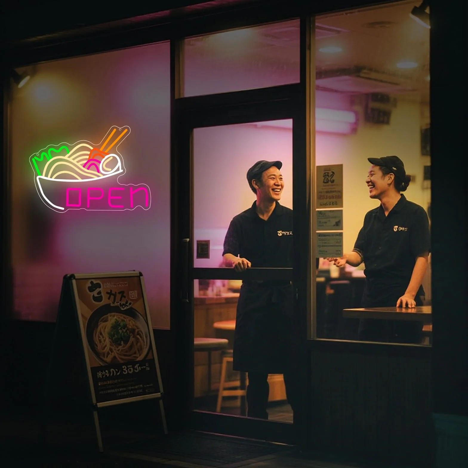 Neonowy znak miska ramen z makaronem LED podświetlany na ścianę USB do kuchni japońska restauracja