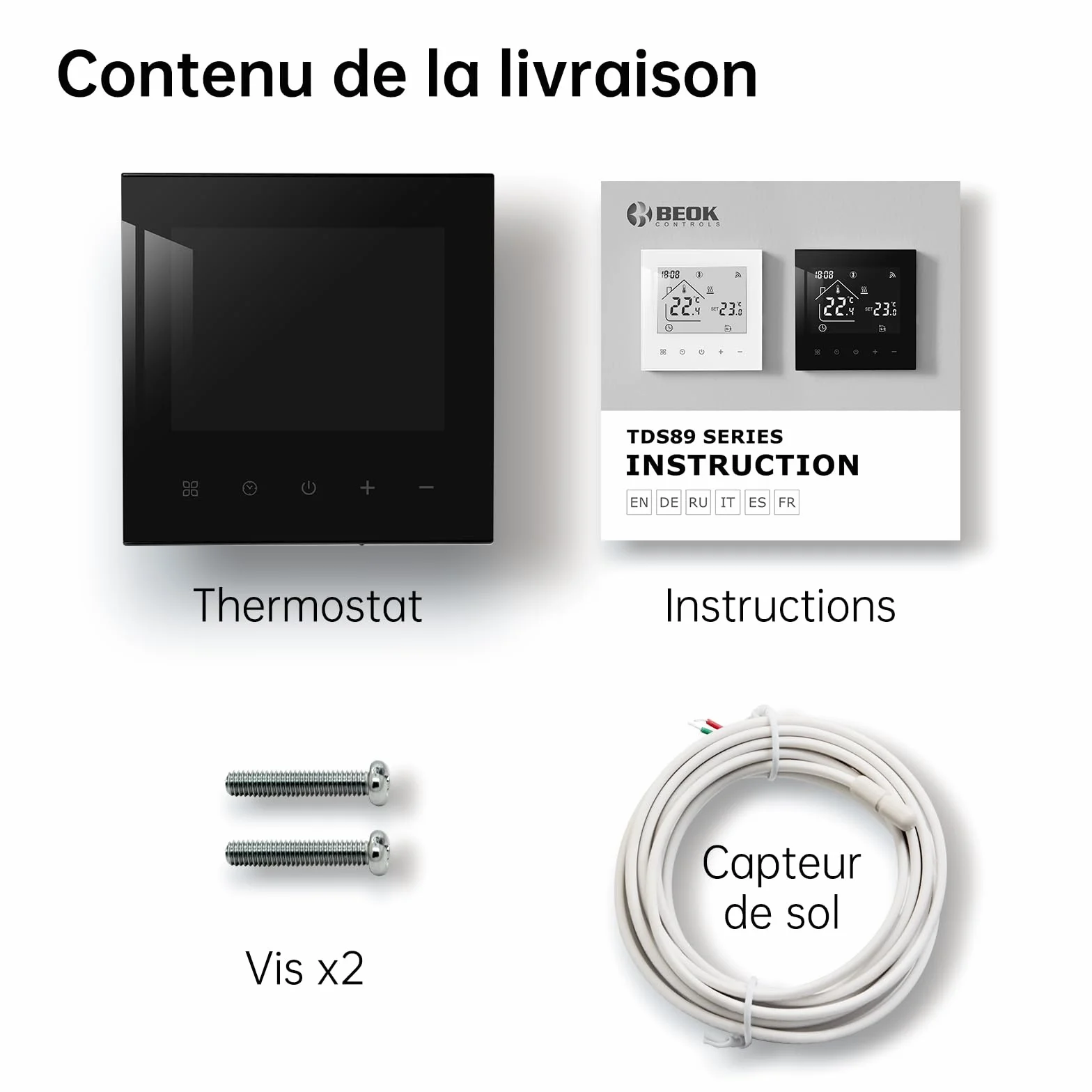 Beok Smart Termostat Do Ogrzewania - Programowalny, Elektryczny, WiFi, Pokojowy, Z Czujnikiem, Regulator Temperatury 230V, Kompatybilny Z Alexa, 16A TDR89B-WIFI-EP, Czarny