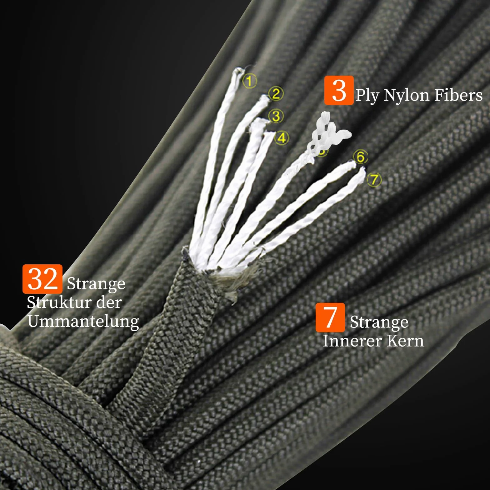 40 m Paracord 4 mm, 4 sznurki 4 mm nylonowe liny, 7 rdzeni