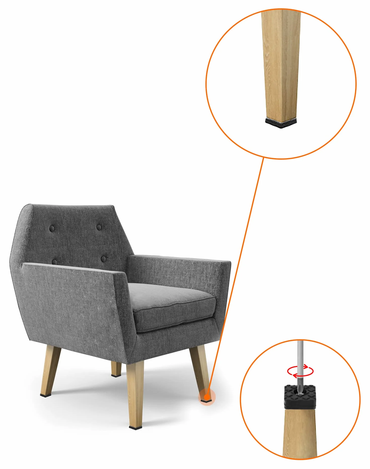QWORK® 18 szt. Kwadratowe gumowe nóżki antypoślizgowe 22*22*8mm