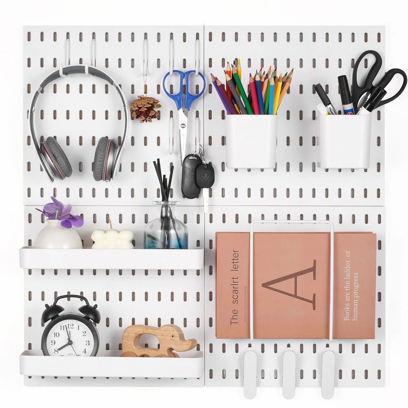 VEVOR Uchwyt na narzędzia ścienne 28 x 28 cm zestaw 4 plastikowych organizatorów ściennych z akcesoriami garażowymi, narzędziami, kuchnią, salonem, pokojem rzemieślniczym, biurem, łazienką, domem,