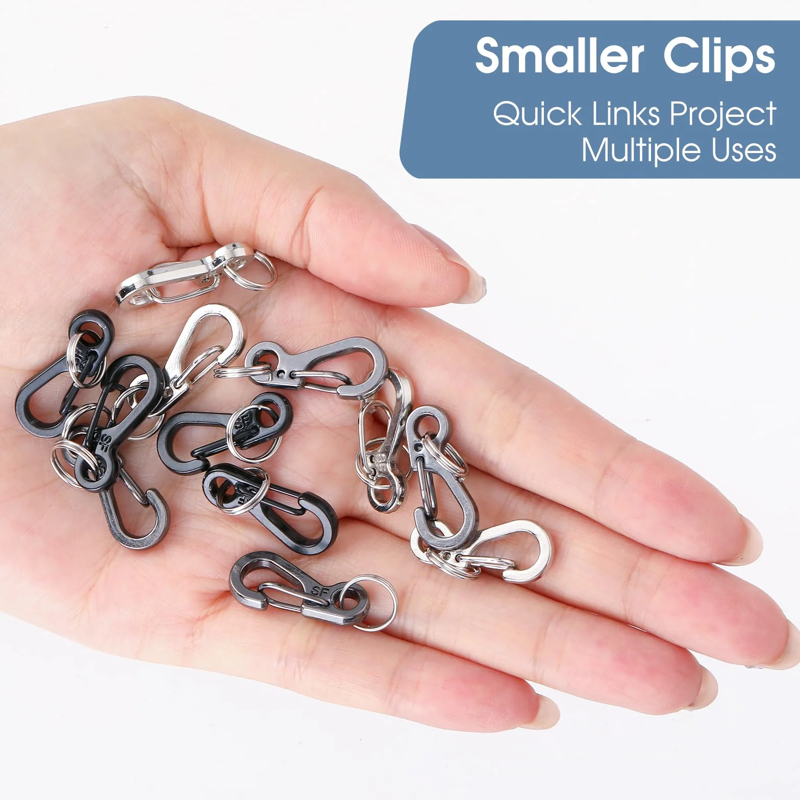 Mini Carabiner Caribeana 12 szt. Małe metalowe klipsy do kluczy 2,5 cm 3 kolory