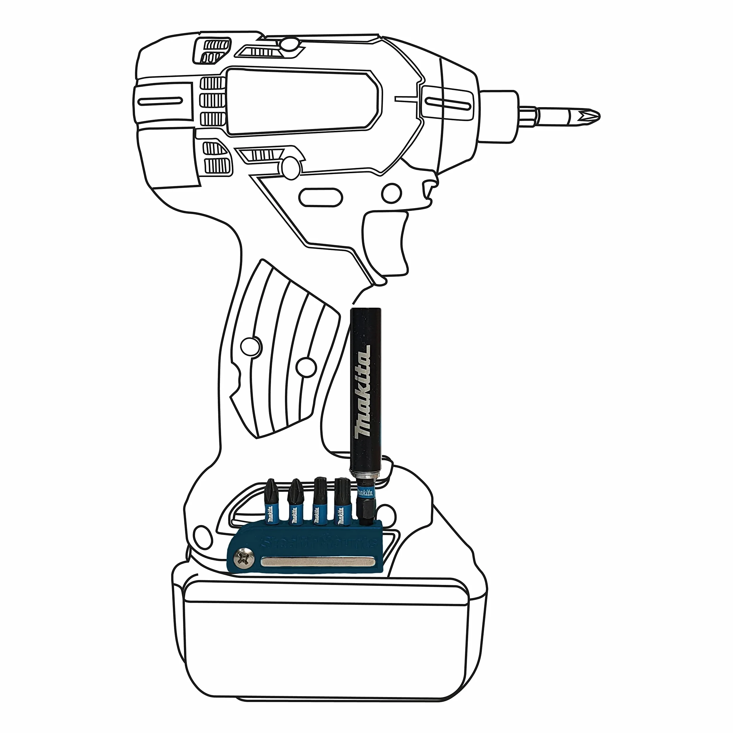Magnetyczne uchwyty do bitów Makita LXT StealthMounts niebieskie 2 sztuki