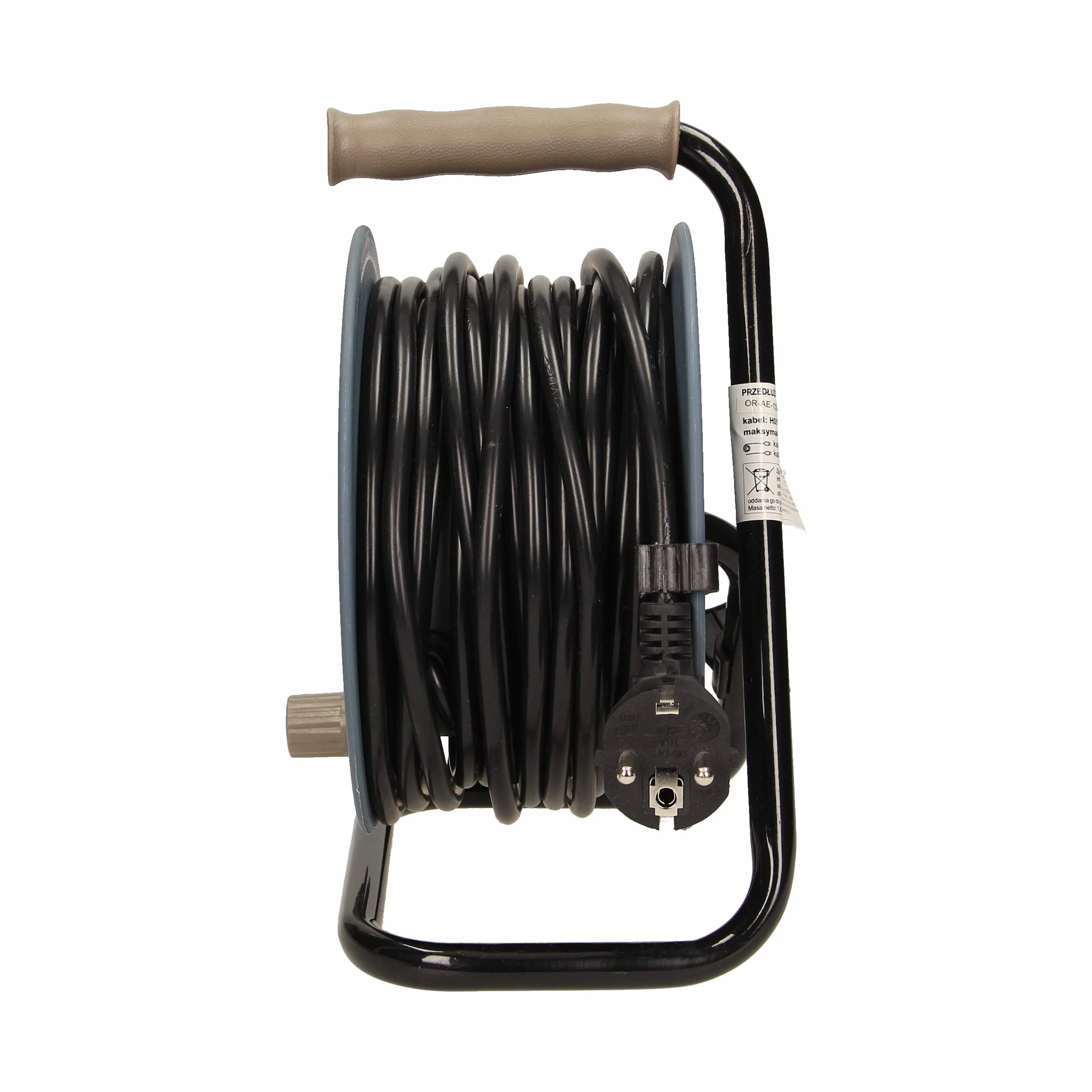 Orno AE-1339 mini bęben kablowy 15 m 4 gniazda metalowy stojak zabezpieczenie termiczne 2300 W 10 A 230 V 50 Hz szary