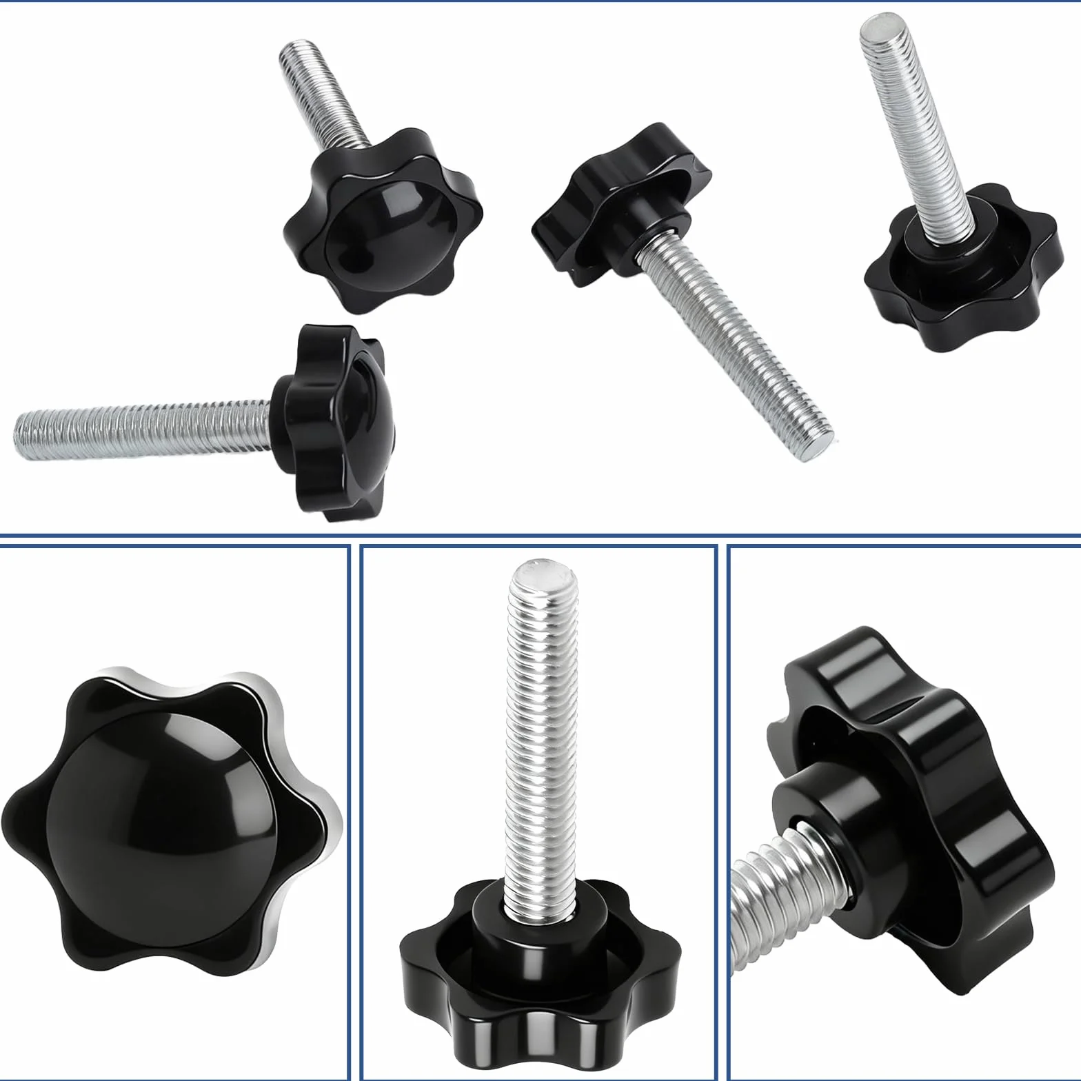 Śruby z uchwytem gwiazdowym M8 x 40 mm nakrętka M8 Star Gałka Screw czarna do budowy maszyn