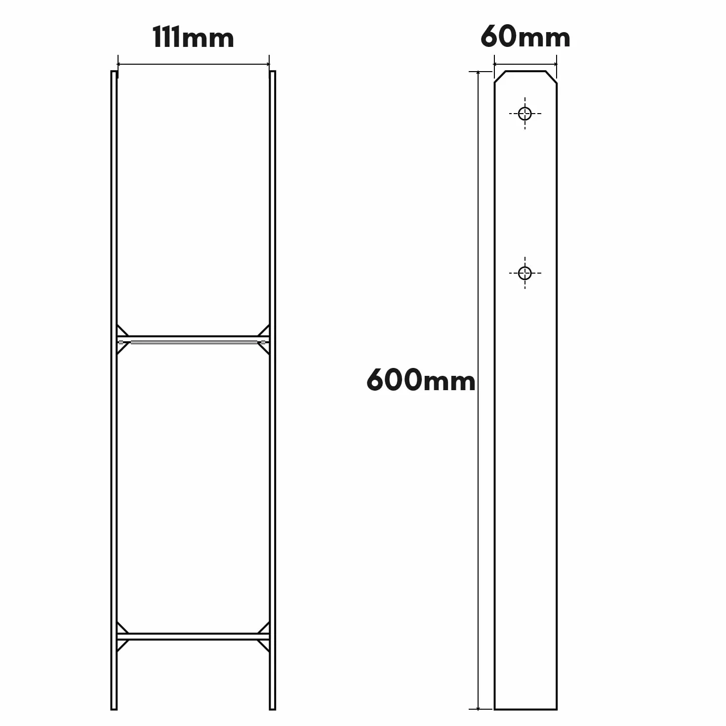Wspornik słupka H-anker 111 x 60 x 600 mm 4 sztuki kotwa H do drewna