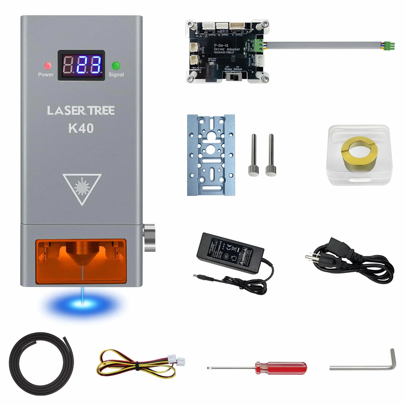 LASER TREE Moduł lasera 40 W głowica laserowa K40 niebieskie światło TTL wspomaganie powietrzne 8-wiązkowa wycinarka laserowa 24 V