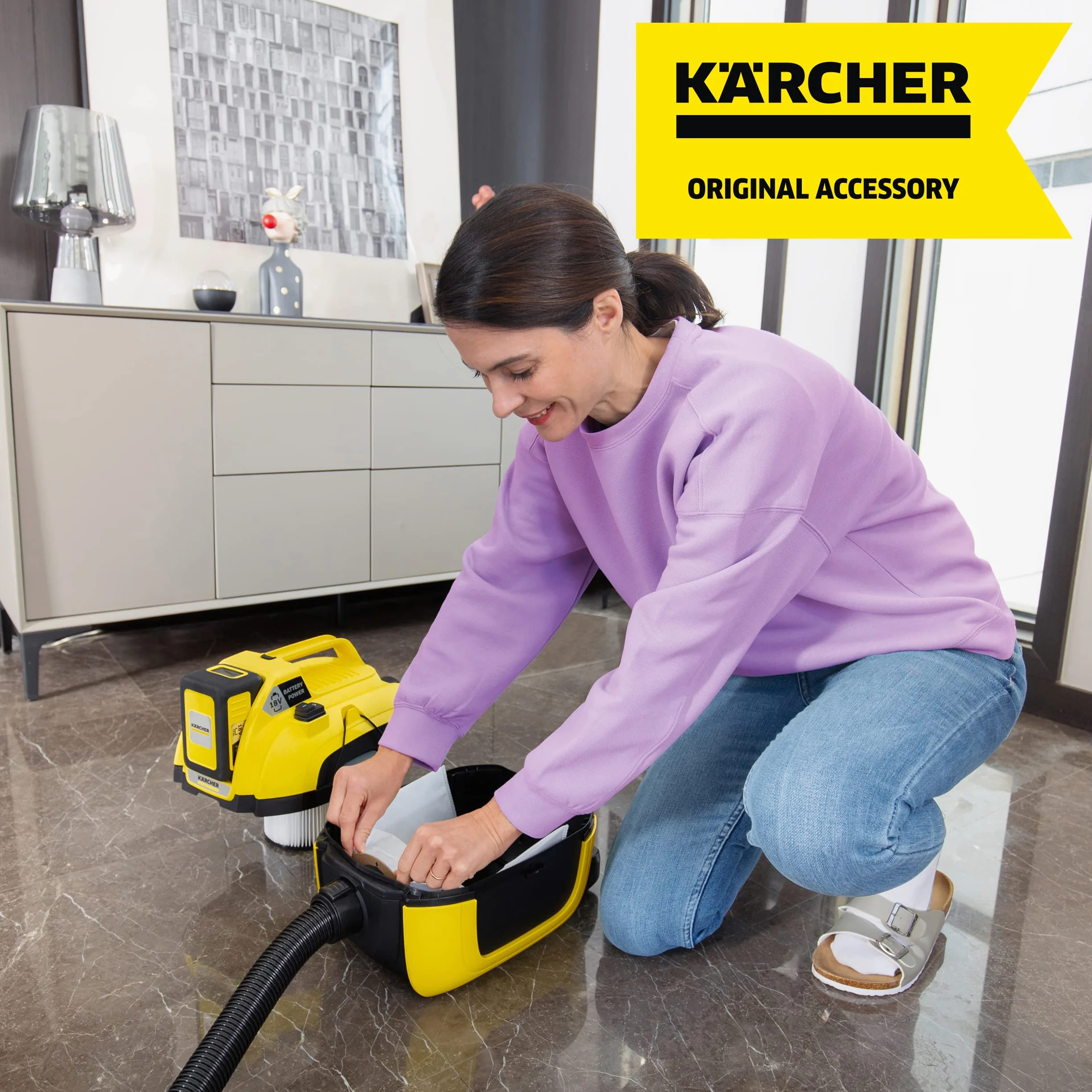 Kärcher Oryginalne worki filtracyjne z włókniny 4 sztuki WD 1 Compact Battery biały