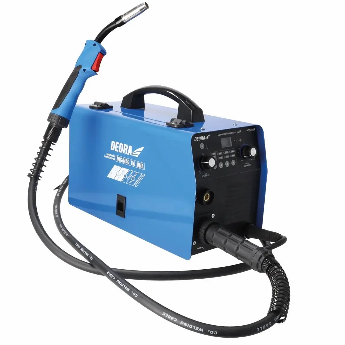 DEDRA Spawarka Inwerterowa 200 A IGBT MIG/MAG TIG MMA Hot Start Anti Stick ARC Force LCD