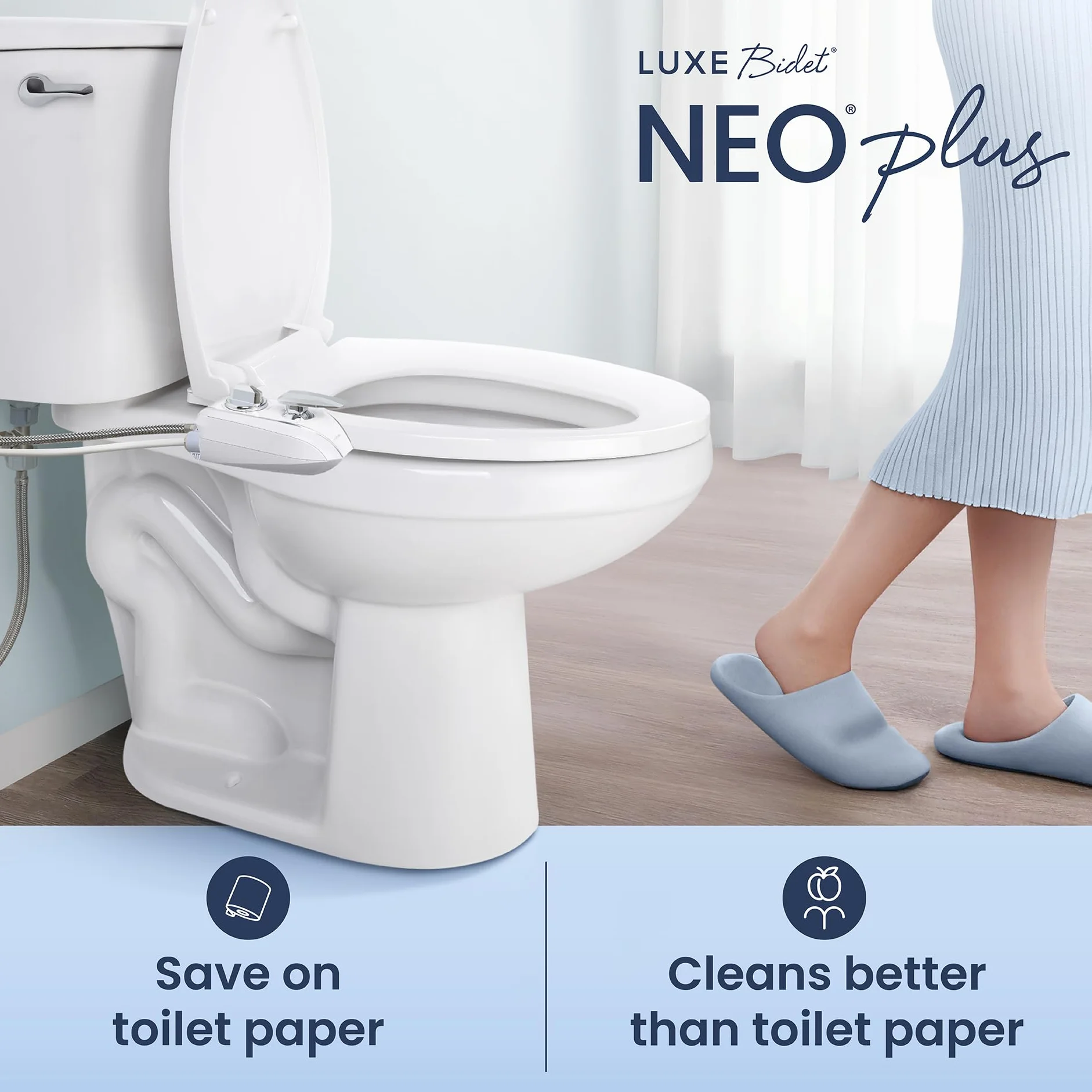 LUXE Bidet NEO 320 Plus mocowanie deski sedesowej chromowane z zawiasami EZ-Lift podwójnymi dyszami samoczyszczenie 360°