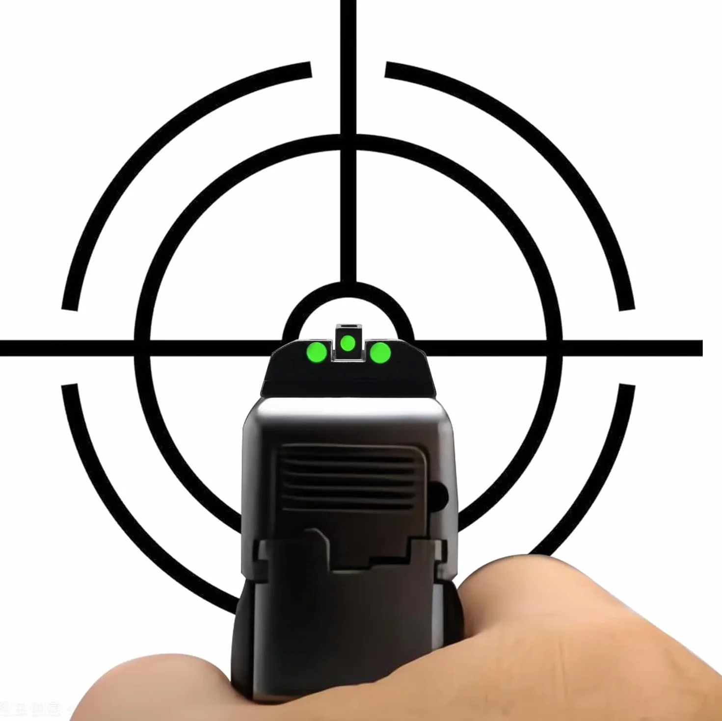 Zestaw celowników światłowodowych do Glock G17 19 20 25, G42 G43 G45 przedni i tylny celownik, aluminium z czerwonymi/zielonymi włóknami