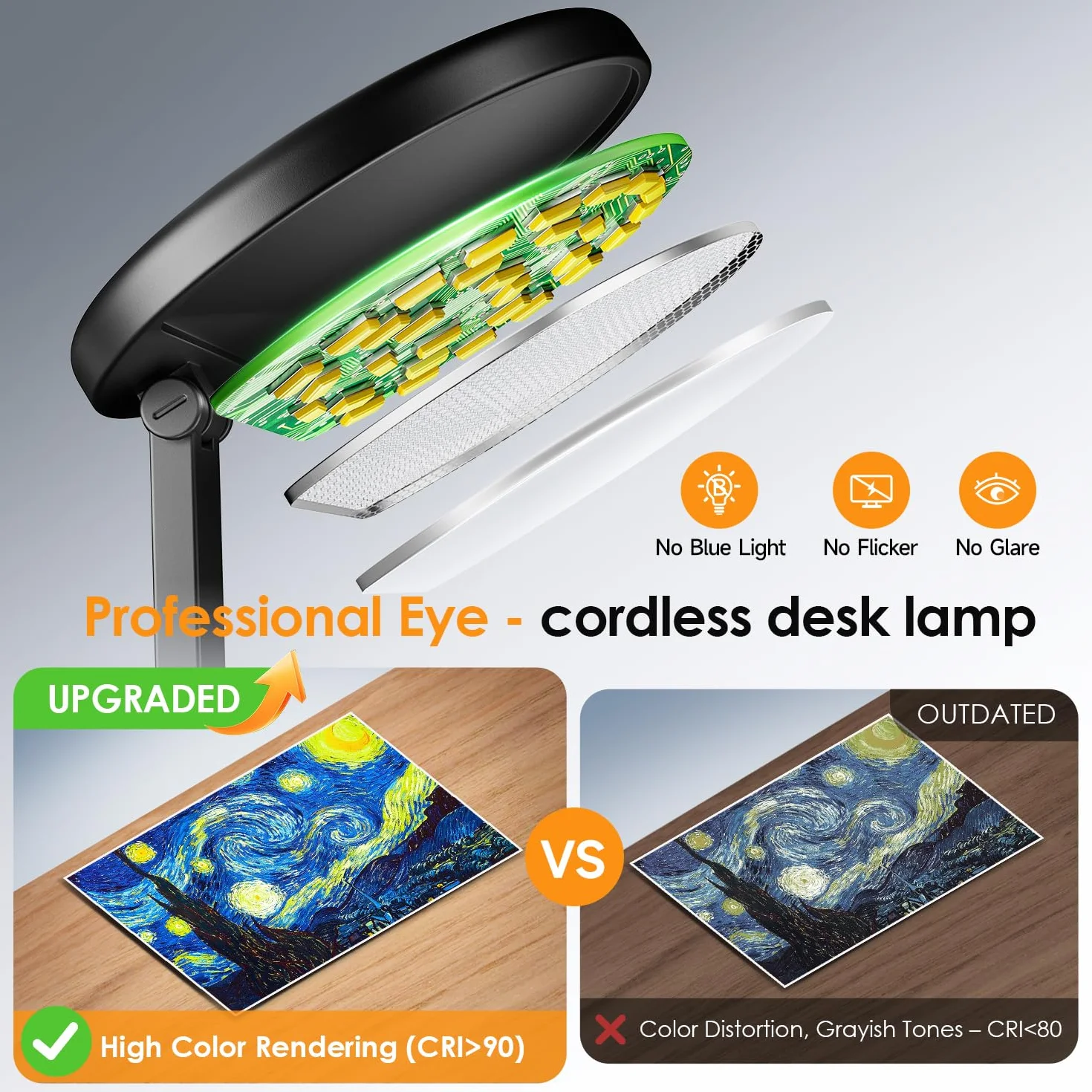 Bezprzewodowa lampa stołowa LED 3600 mAh 10 stopni jasności lampka do czytania