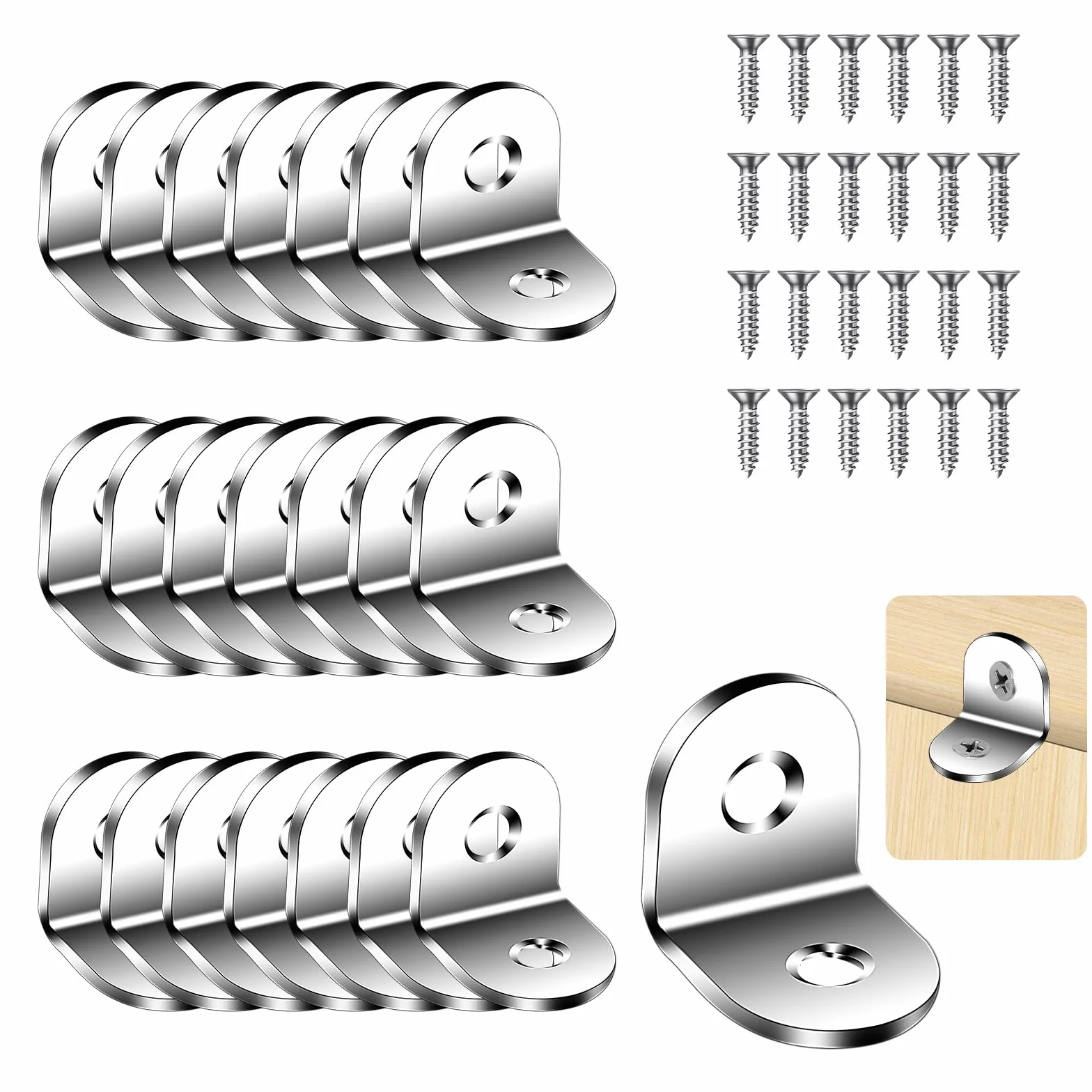 Flintronic Wsporniki L 22 sztuki 20x20x16mm metalowe narożne do drewna mebli okien szafek