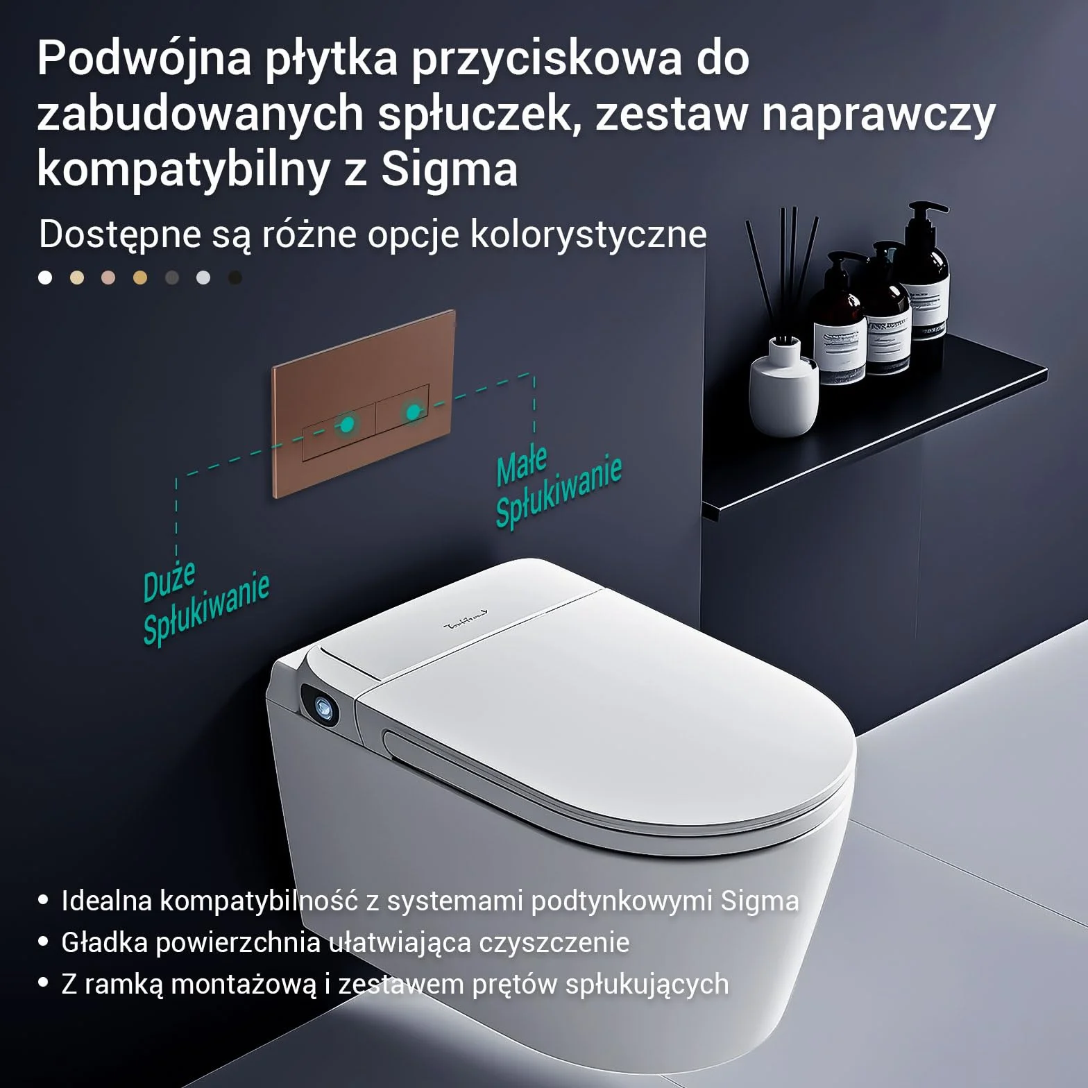 Empyreal płytka dociskowa do WC Geberit Sigma 01 UP300 320, biała tworzywo sztuczne, 2-krotne spłukiwanie