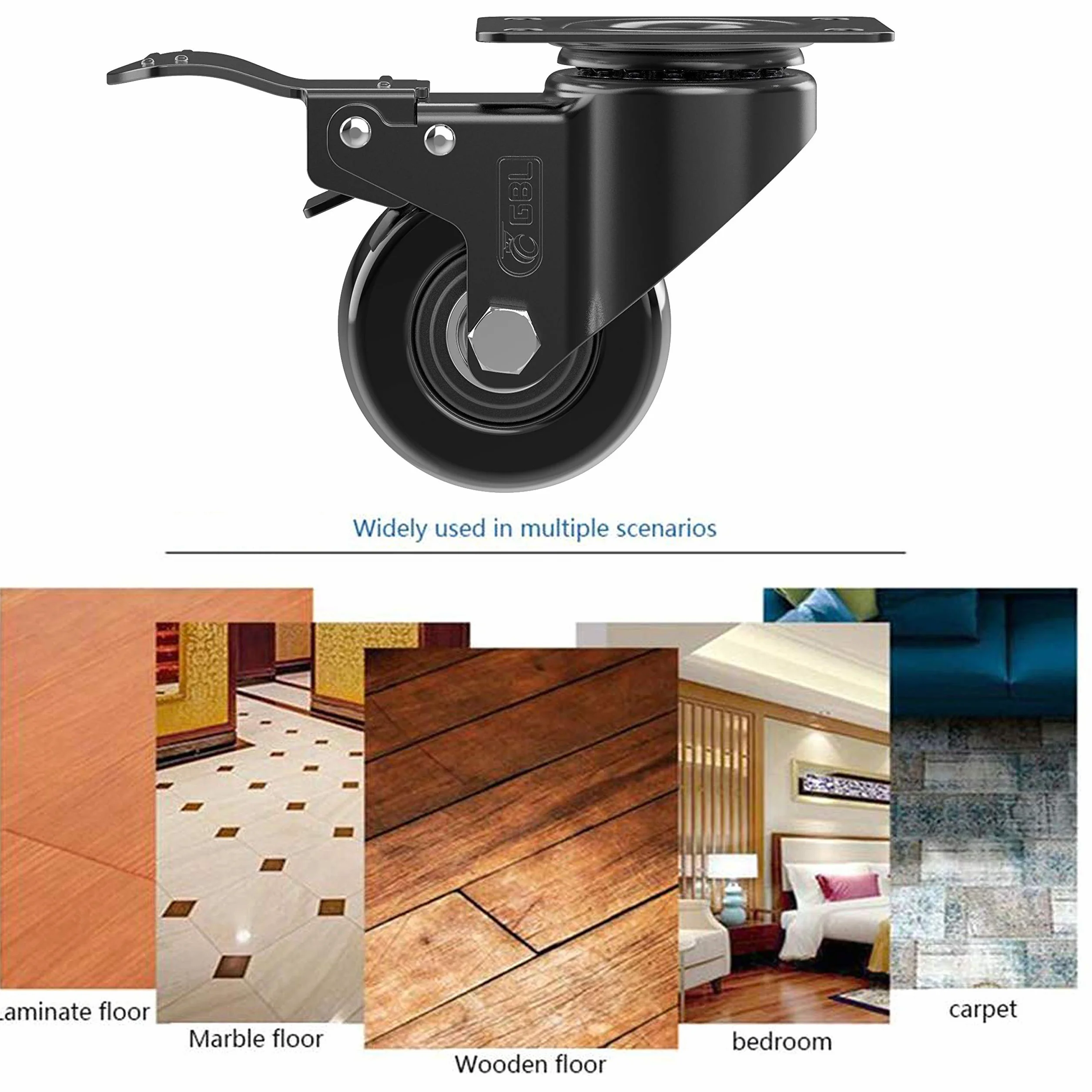 GBL 2 Heavy Duty Caster Wheels with Brakes 440Lbs Dolly Wheels for Furniture Trolley Workbench