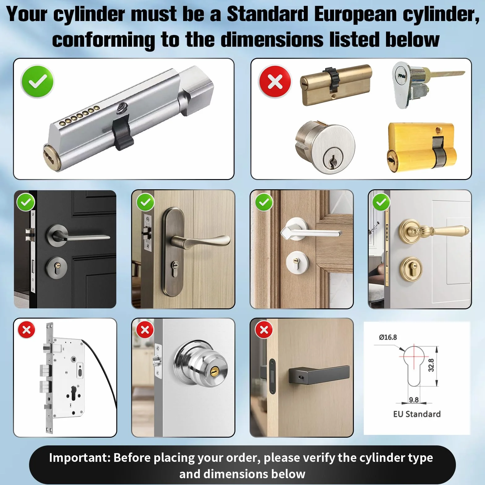 Smart Lock z odciskiem palca elektroniczny zamek do drzwi wejściowych regulowany cylinder 60-90 mm RFID Bluetooth