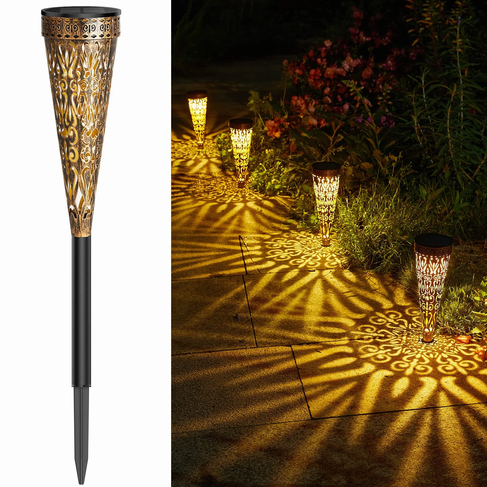 Lampy solarne GEARLTIE 800 mAh LED IP65 odporne na warunki atmosferyczne metalowe do ogrodu tarasu