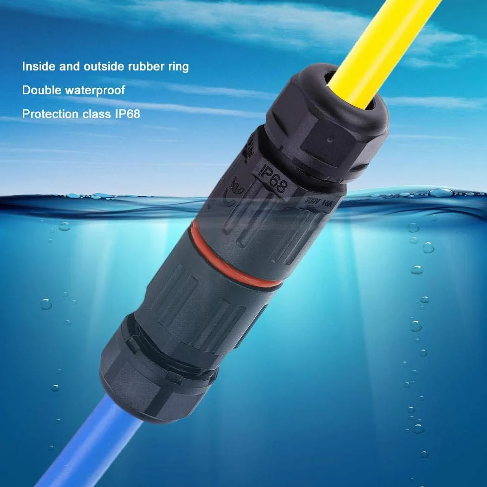 Kabel wodoszczelny IP68 3-biegunowy 0,5-2,0 mm² wtyczki elektryczne