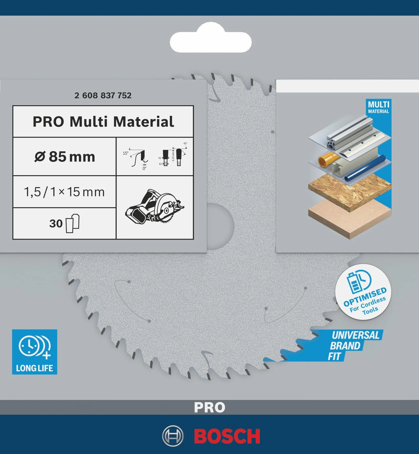 Bosch Professional Piła tarczowa Standard for MultiMaterial 85 x 15 x 1,5 mm 30 zęby