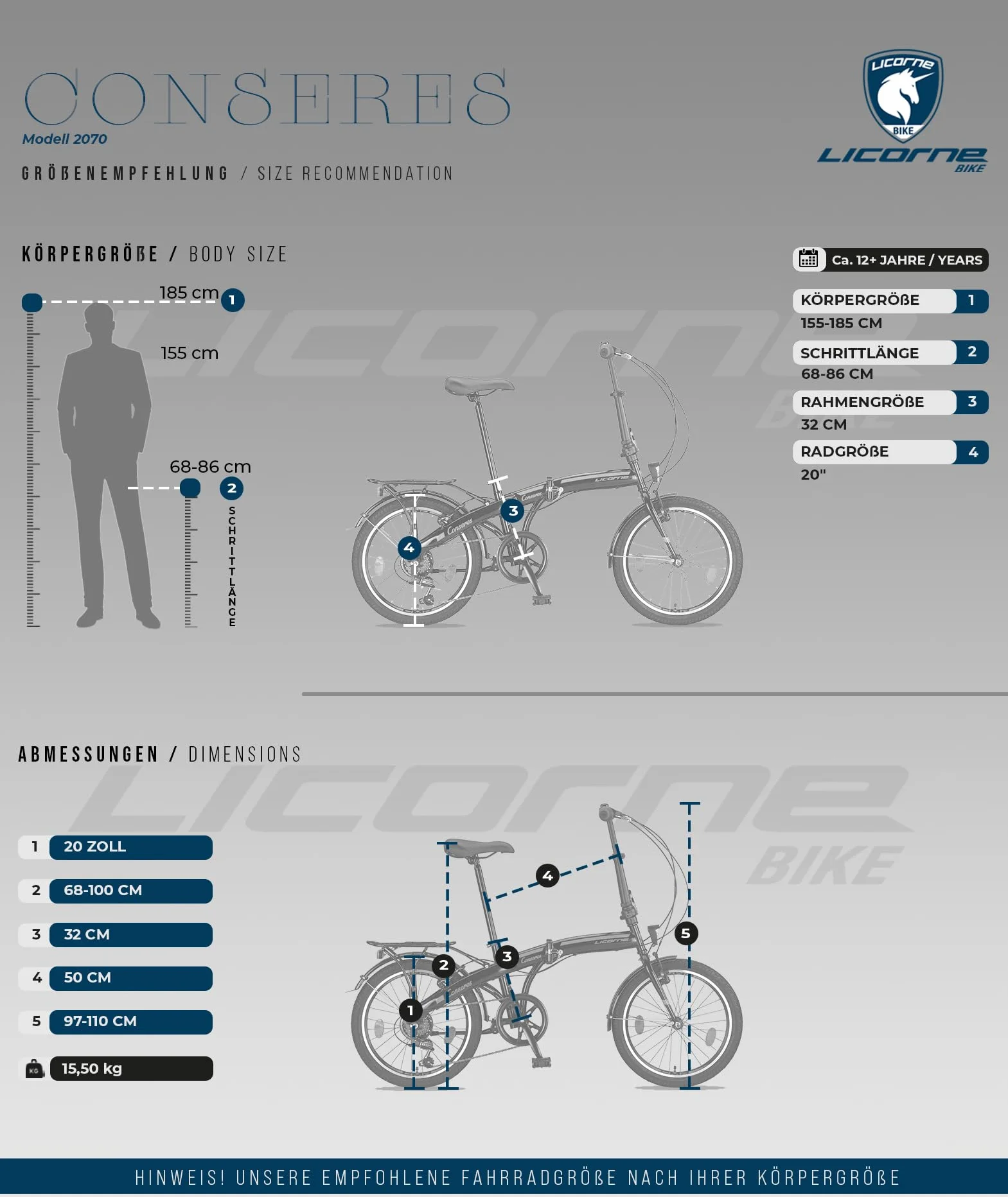Licorne Bike CONSERES Składany rower premium, 50.8 cm, dla mężczyzn, chłopców, dziewcząt i kobiet, 6 biegów, holenderski, czarny/czerwony