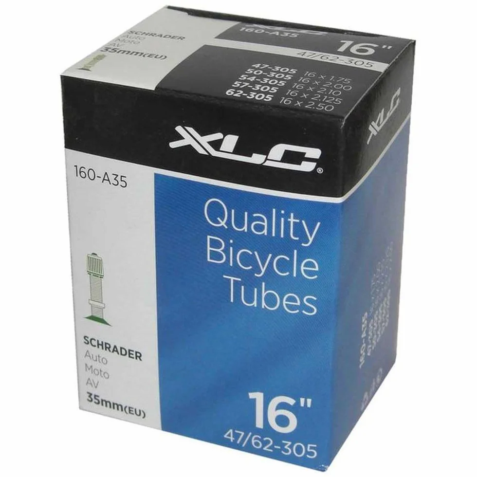 XLC Uniseks Dętka Rowerowa, Czarna, 16 x 1.75/2.125 47/62-305 AV 33 mm, 2508160200