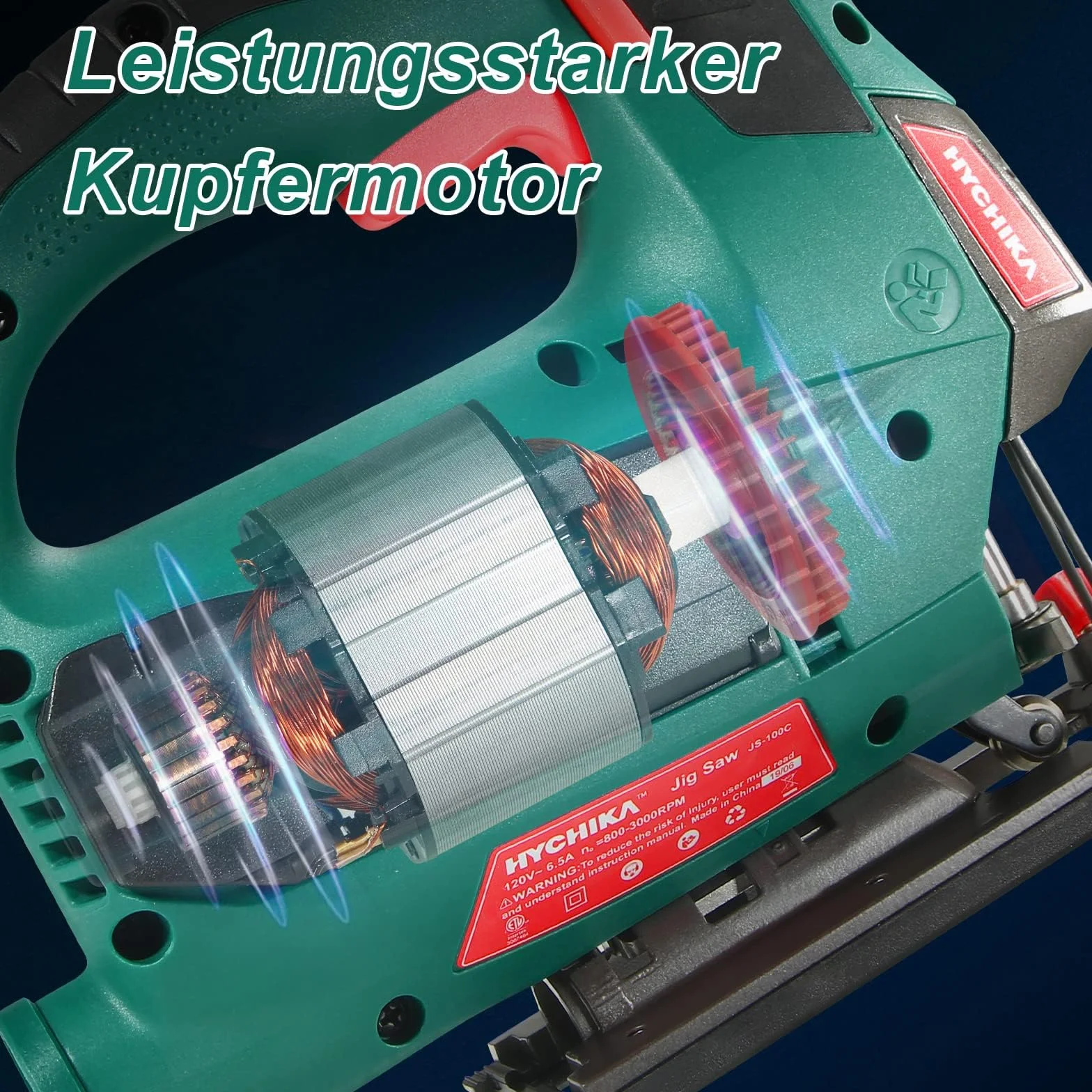 HYCHIKA Wyrzynarka 800W Max Głębokość Cięcia 110mm 800-3000Spm Elektryczna z Laserem 6 Prędkości Cięcie Ukośne -45° do 45° 6 Ostrzy
