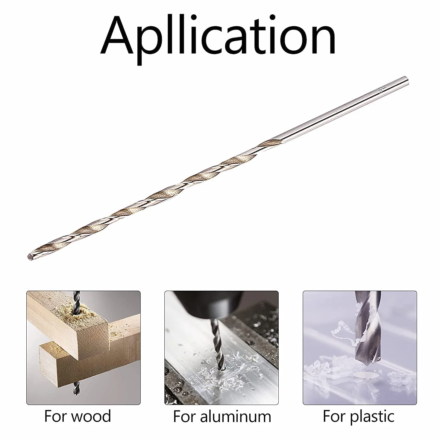 Broca Extra Larga HSS 8 mm 200 mm Vástago Recto para Madera