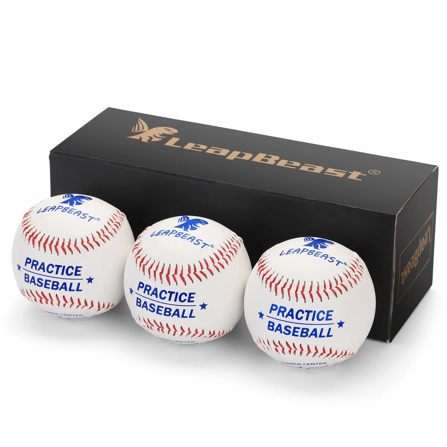 LeapBeast Profesjonalne baseballe, 20 cm, 3 sztuki, ręcznie szyte, baseballowe, miękki rdzeń gumowy, piłki dla dorosłych, do treningu młodzieży, profesjonalne gry w baseball