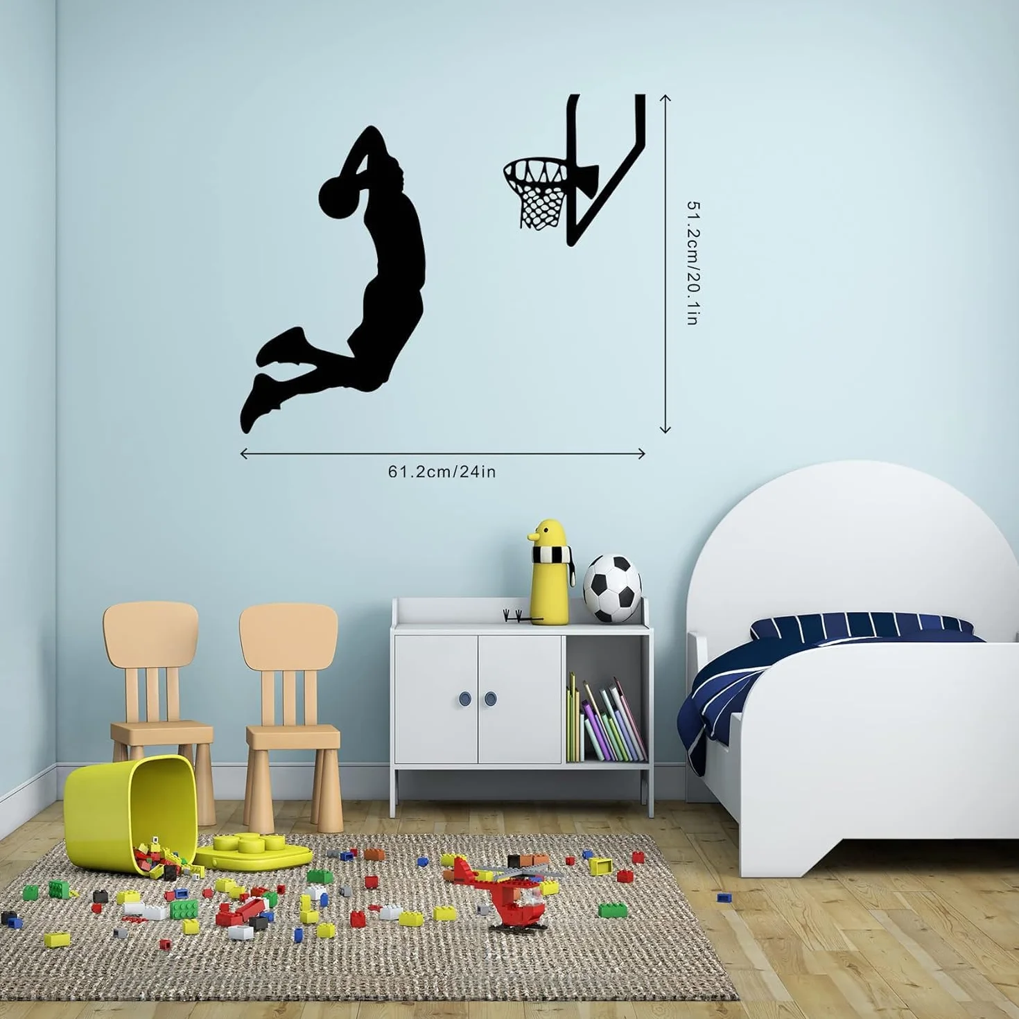 Dekoracja ścienna do koszykówki naklejki sportowe odklej i przyklej naklejki ścienne do sypialni chłopców, 61 x 51 cm
