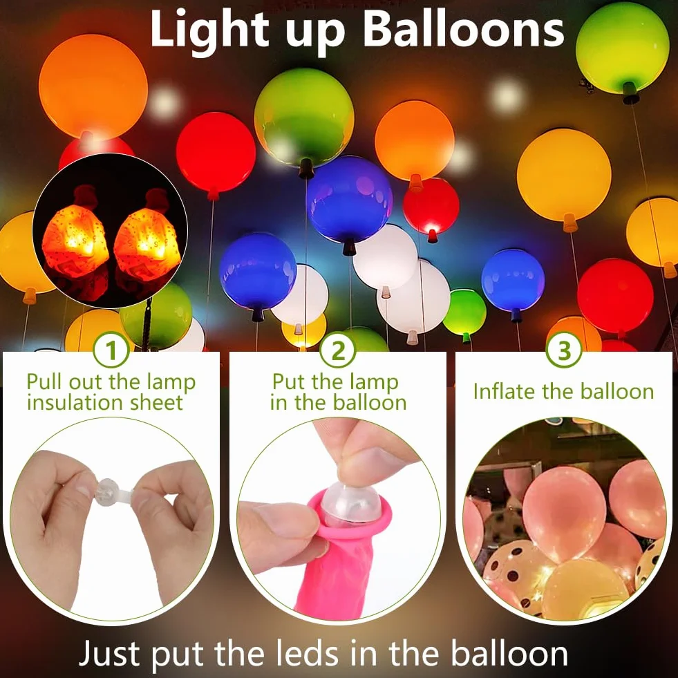 AUAUY Okrągłych Balonów LED 60 sztuk Ciepła Biel Dekoracja Stołu
