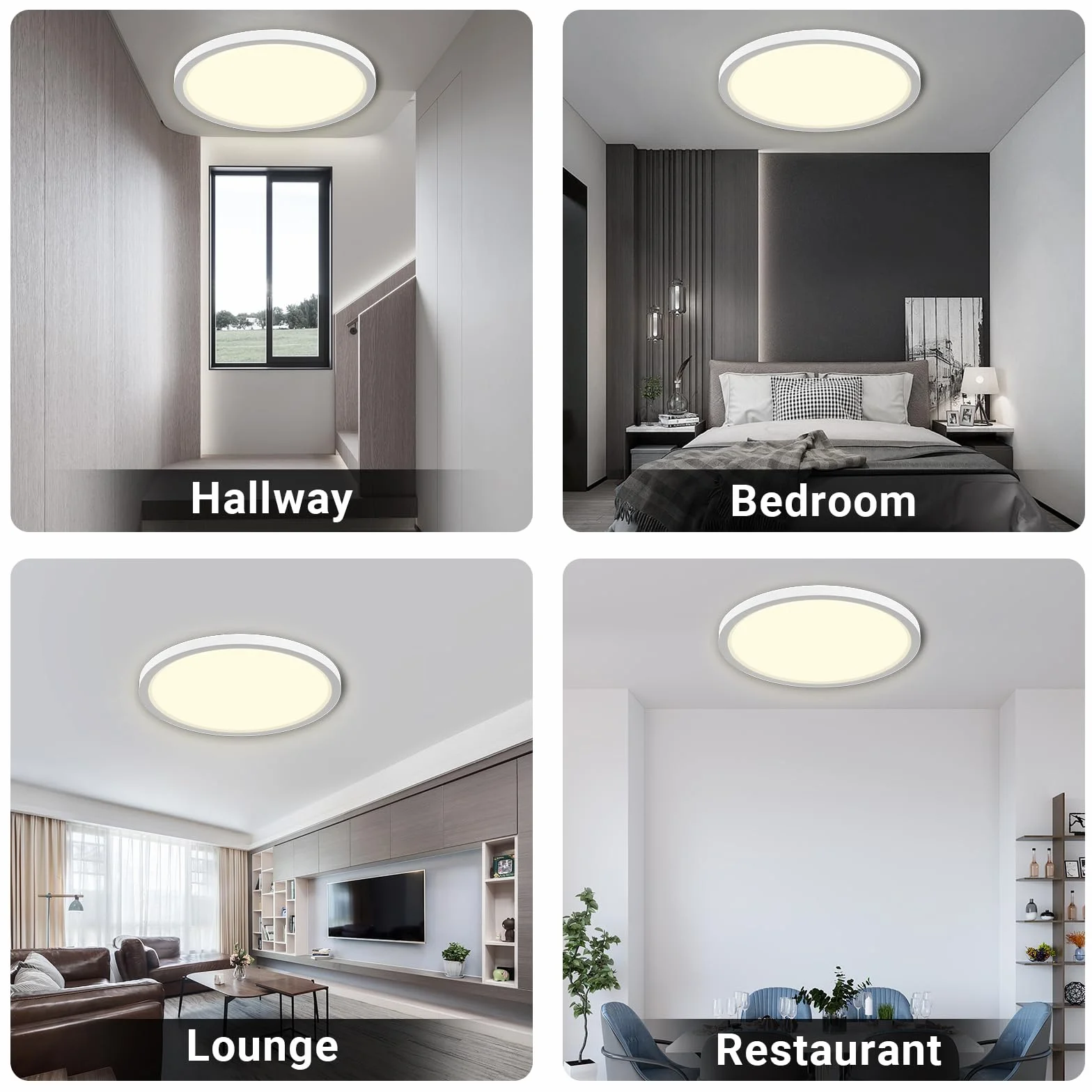 LQWELL® Lampa sufitowa LED, IP44 wodoodporna lampa łazienkowa okrągła płaska 36W 4000K 4320LM nowoczesna prosta lampa cienka do salonu sypialni kuchni biura, 400 * 24mm