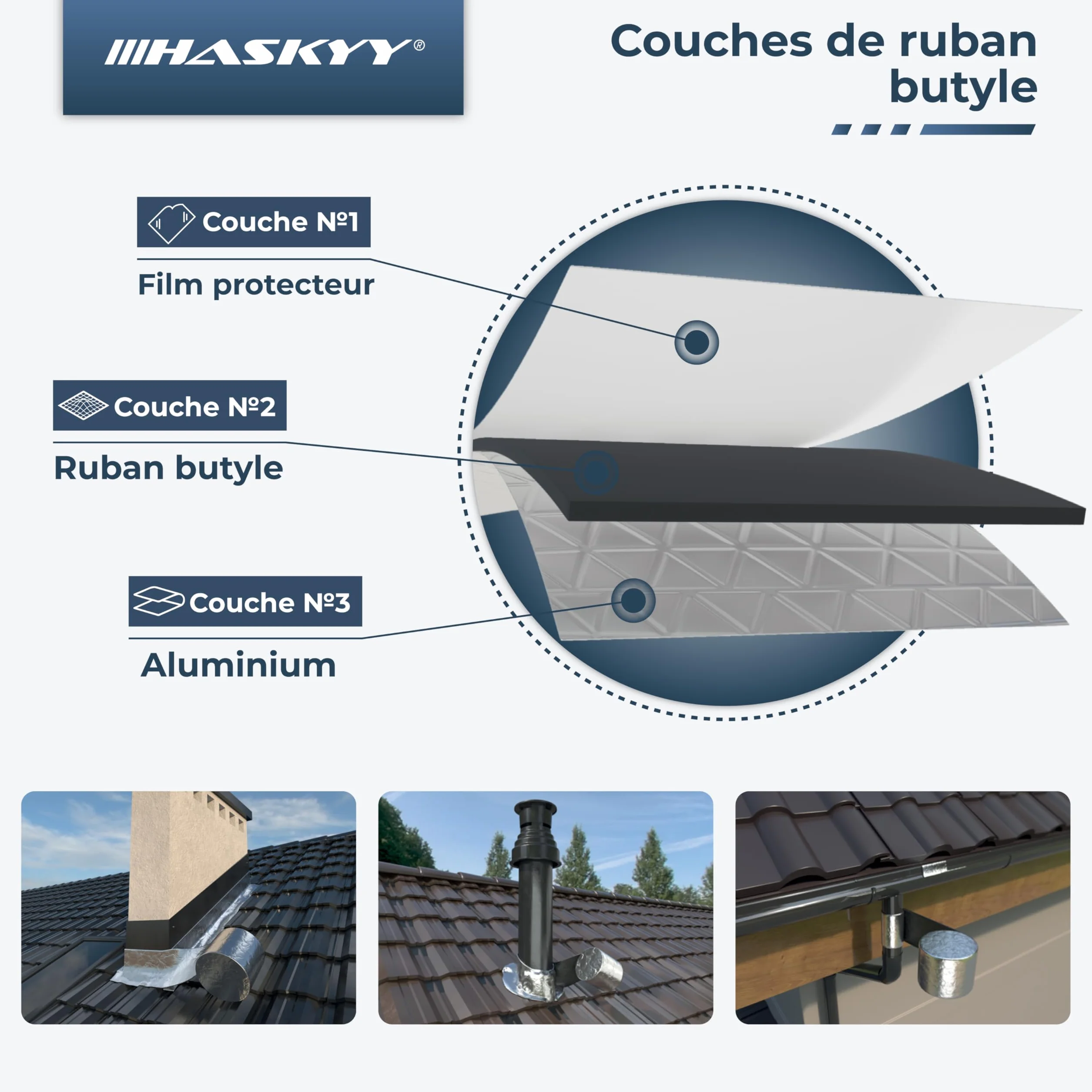 HASKYY Aluminiowa taśma butylowa do naprawy dachu 150 mm x 10 m