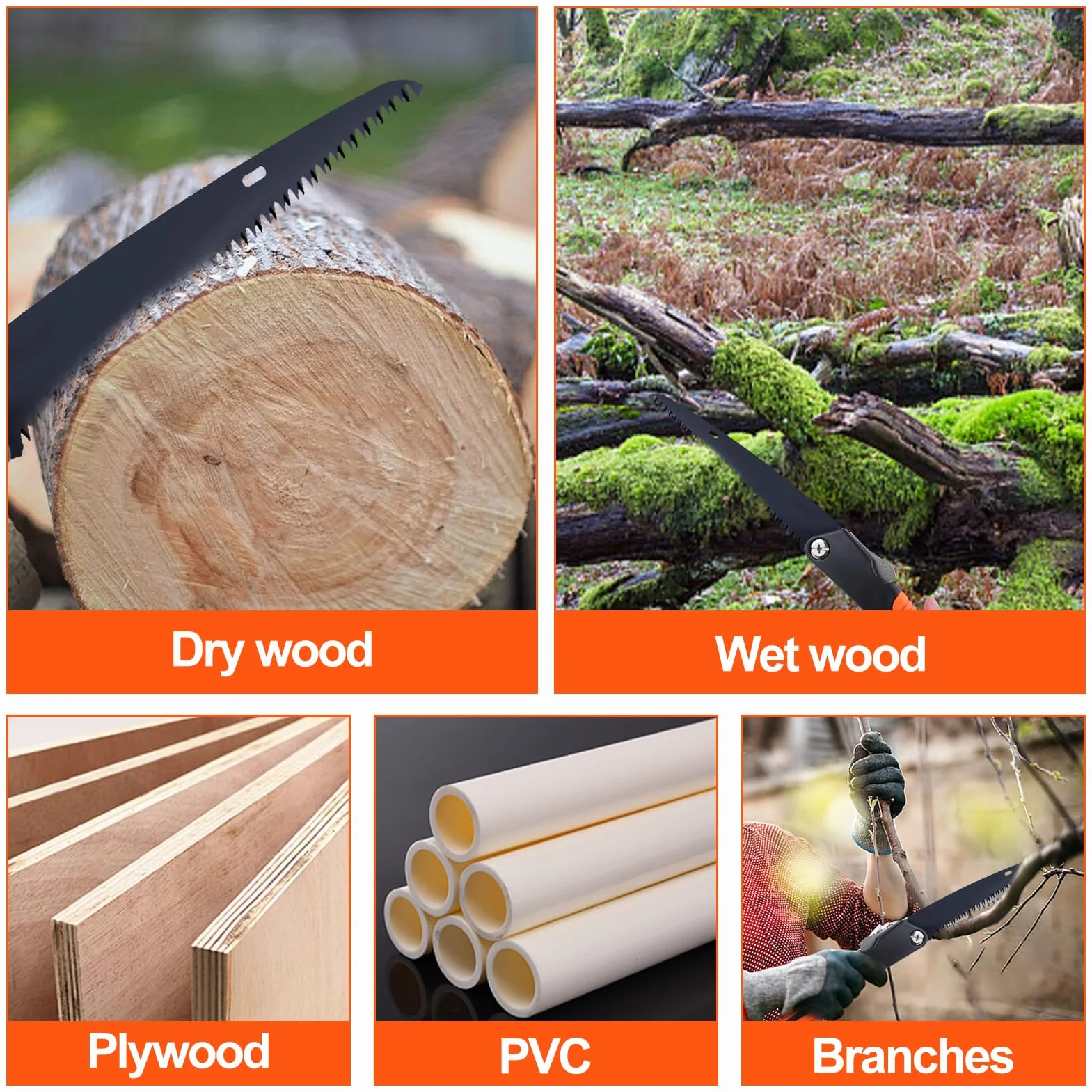 LEONTOOL Piła składana SK5 z potrójnie szlifowanymi zębami do przycinania, kempingu i bushcraft