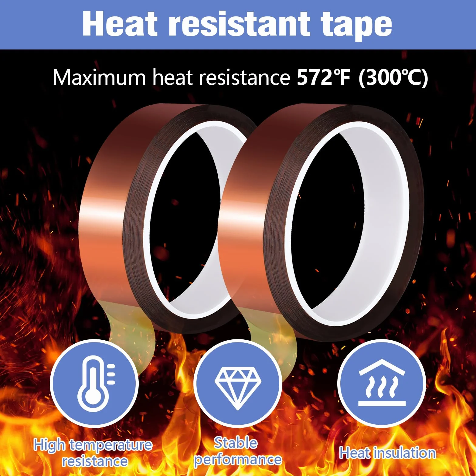 Taśma Kapton 20 mm x 25 m, odporna na wysokie temperatury, taśma izolacyjna termiczna do sublimacji i elektroniki