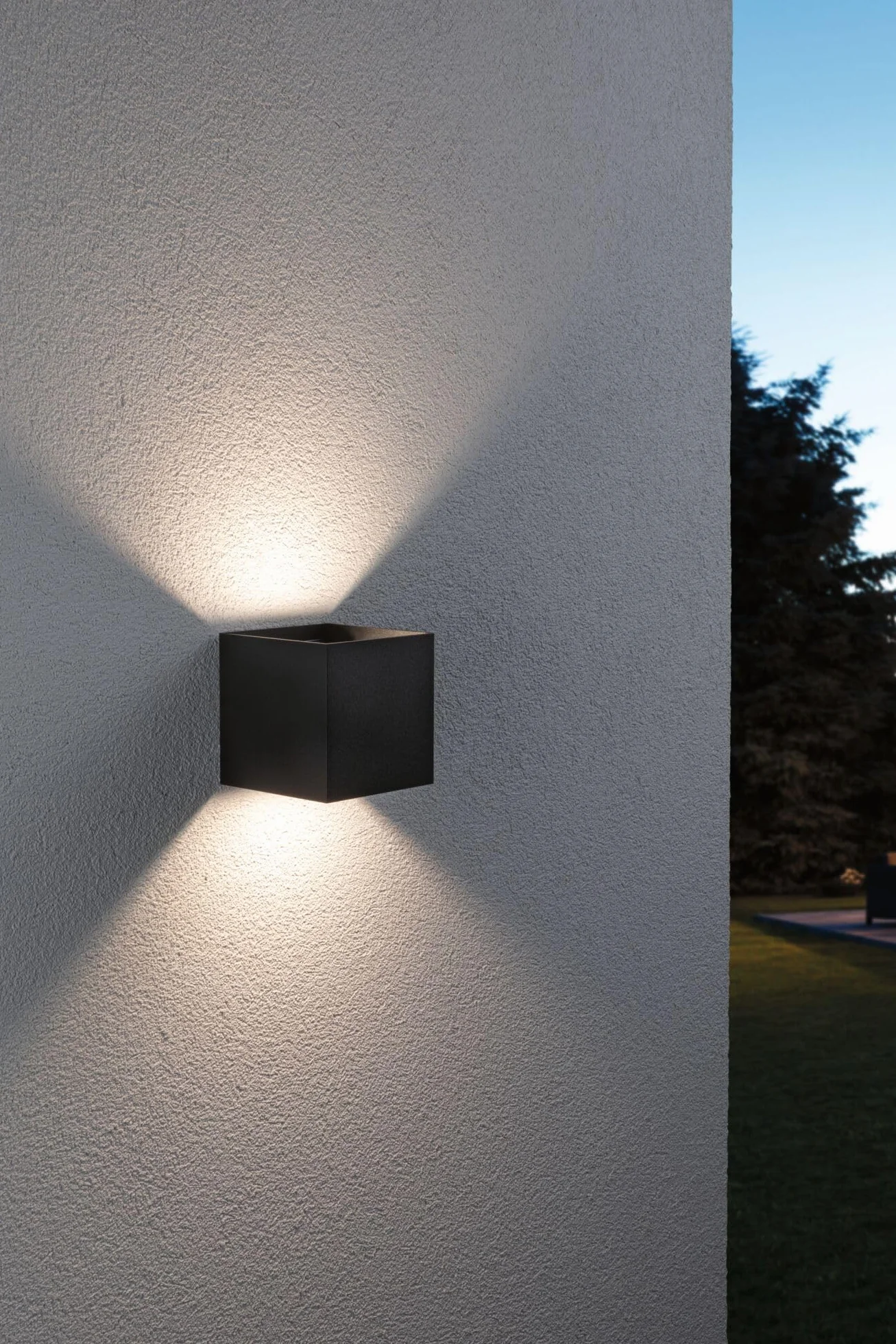 Paulmann 94847 LED oprawa na ścianę zewnętrzną Cybo IP44 2x2,5W 2x150lm ściemniania 100x100mm antracyt aluminium RGBW