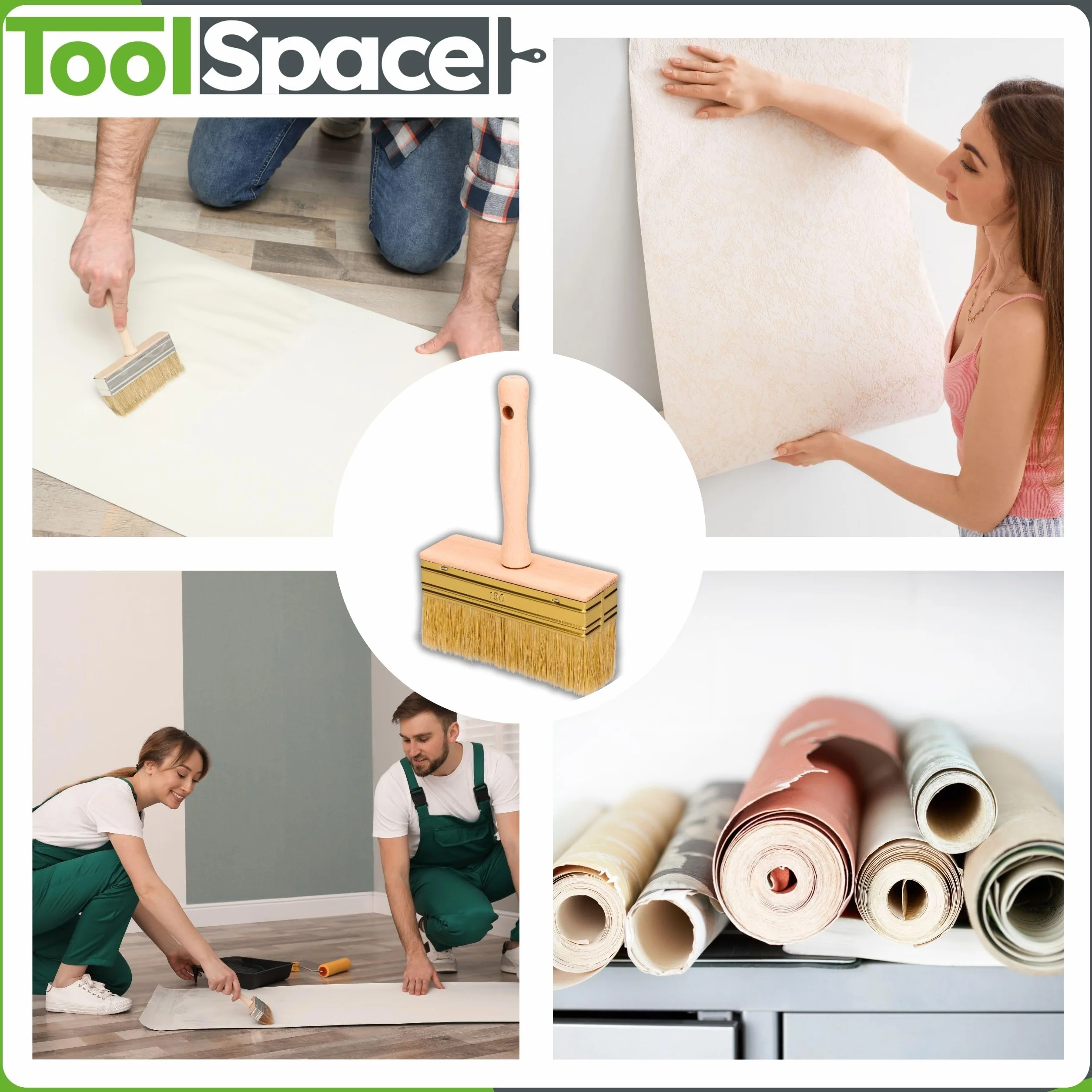 ToolSpace Pędzel do tapet 150 mm z Włosiem Naturalnym - Do Malowania Ścian i Drewna